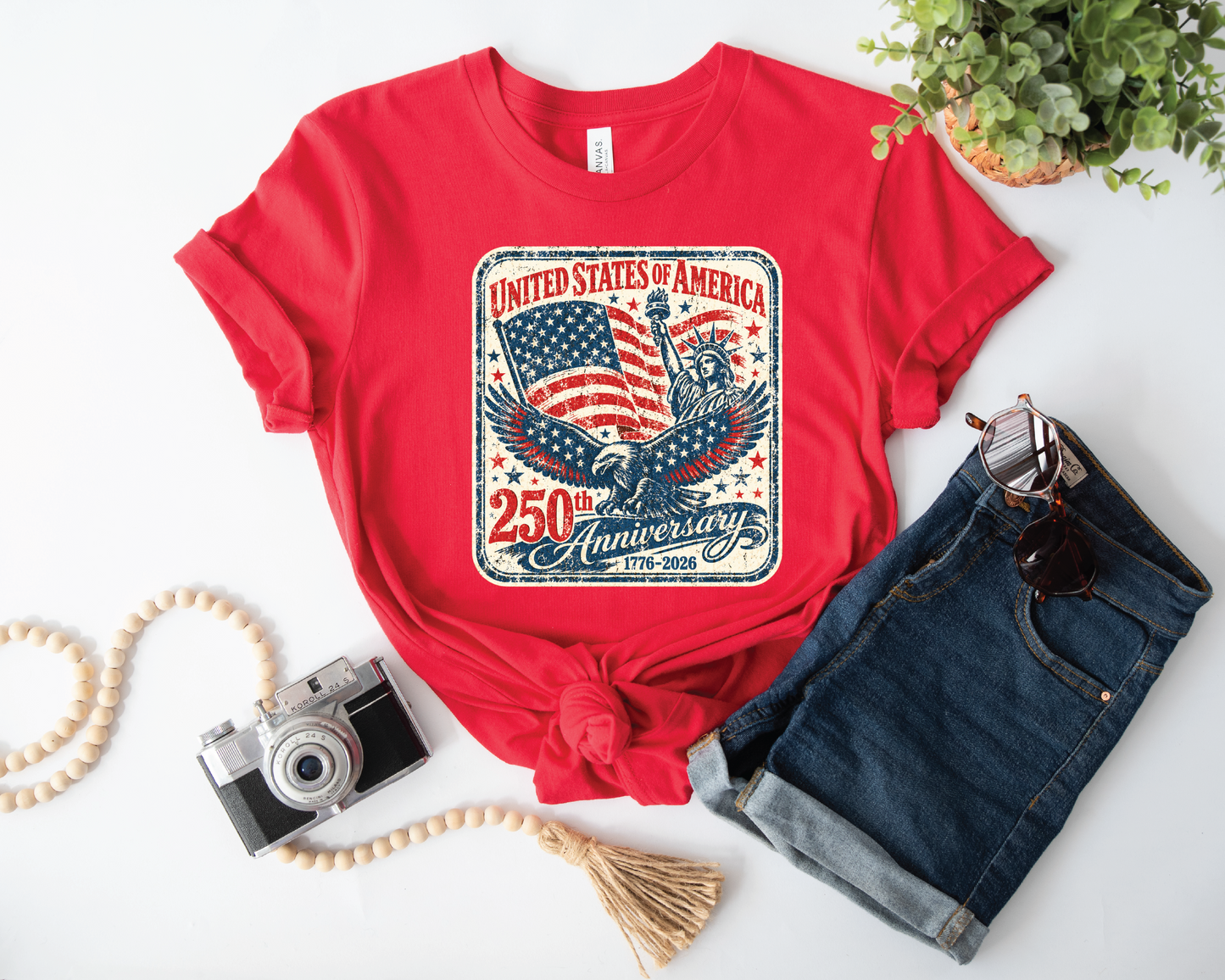 USA 250 Years - UNISEX RED GRAPHIC TEE