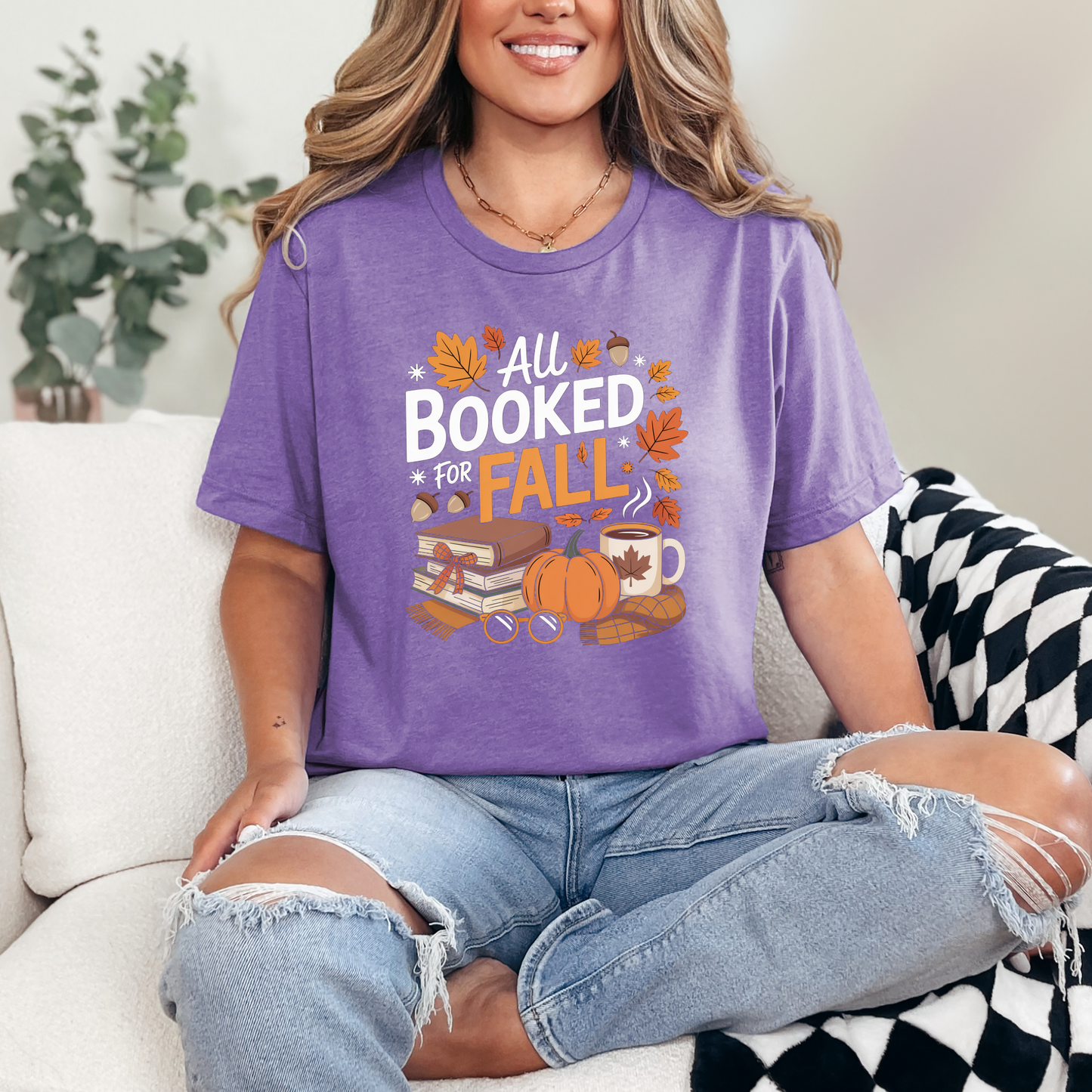 Wholesale Booked for Fall Graphic Tee or Sweatshirt - Heather Team Purple Tee