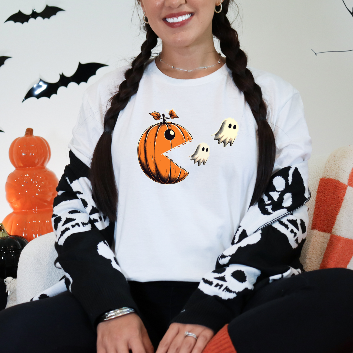 Wholesale Pumpkin Pac Ghosts Graphic Tee - Heather Charcoal Tee