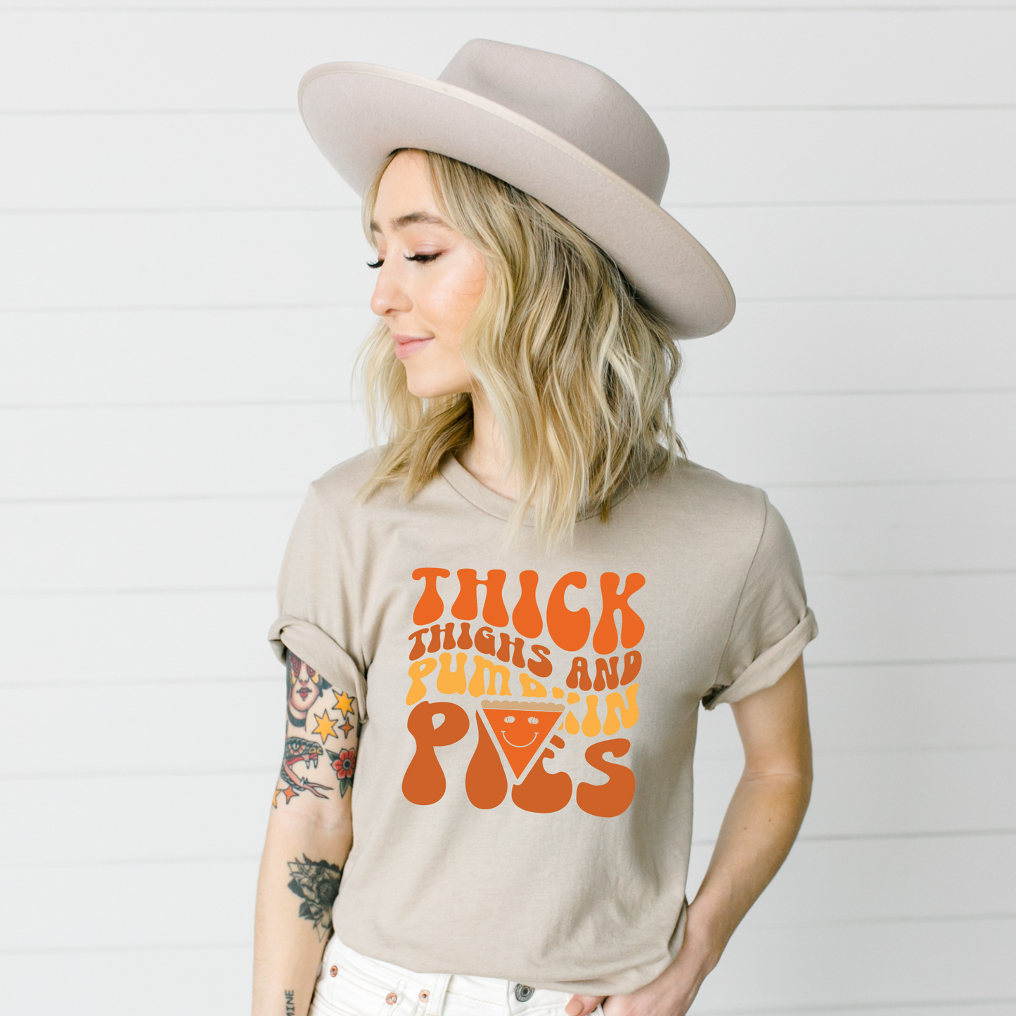 Wholesale Retro Thick Thighs Graphic Tee - Chestnut