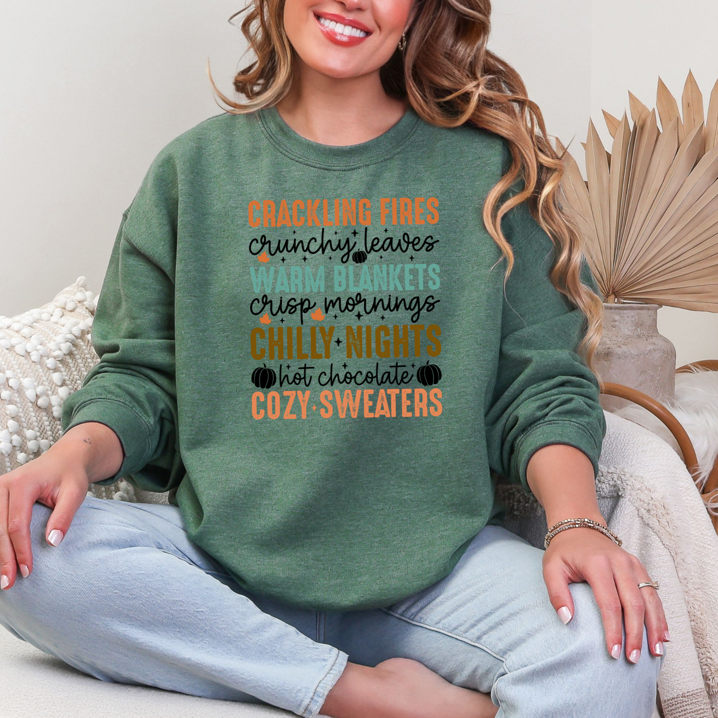 Wholesale Crackling Fires and Cozy Sweaters Sweatshirt - Heather Dark Green Sweatshirt