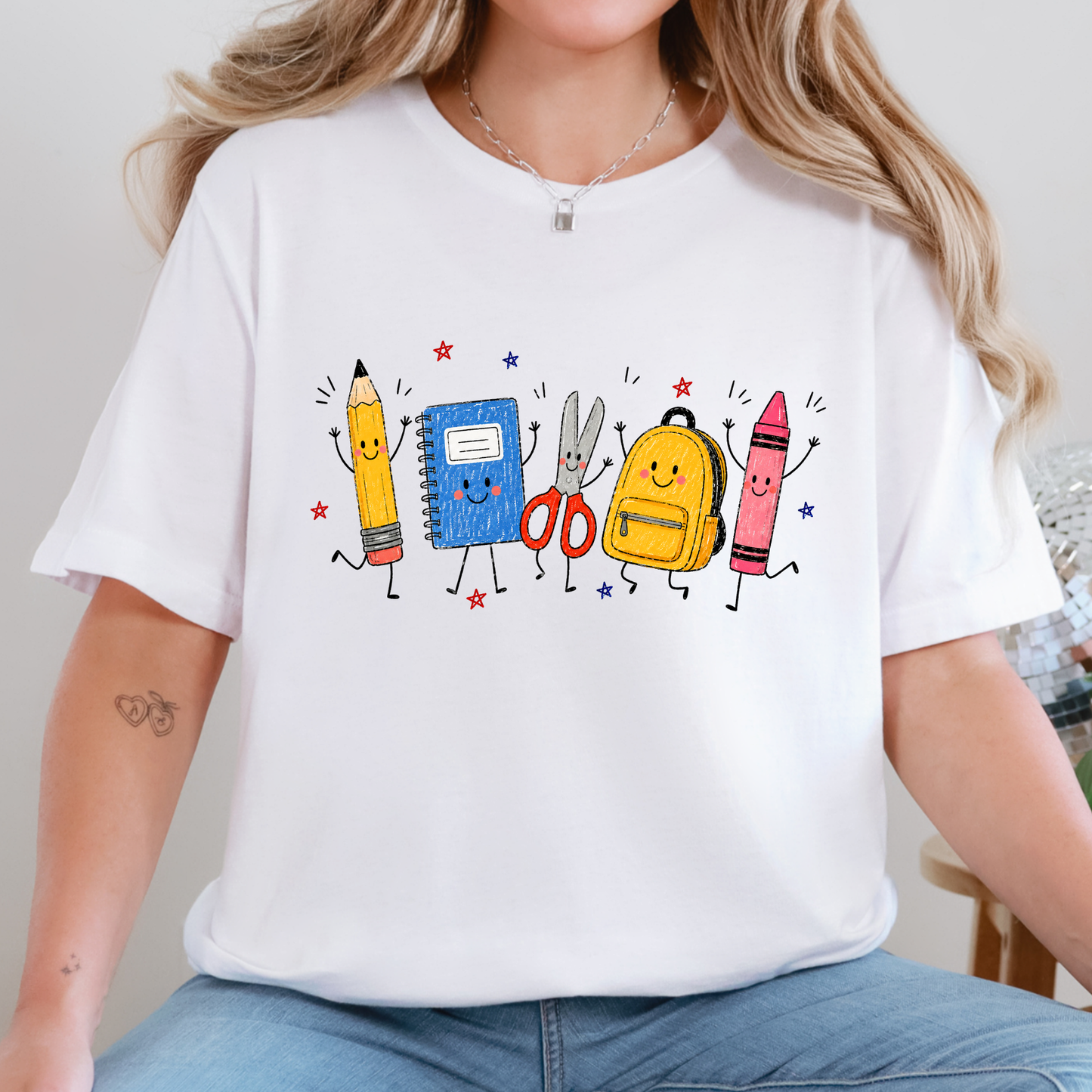 Wholesale Teacher Back to School Graphic Tee - White