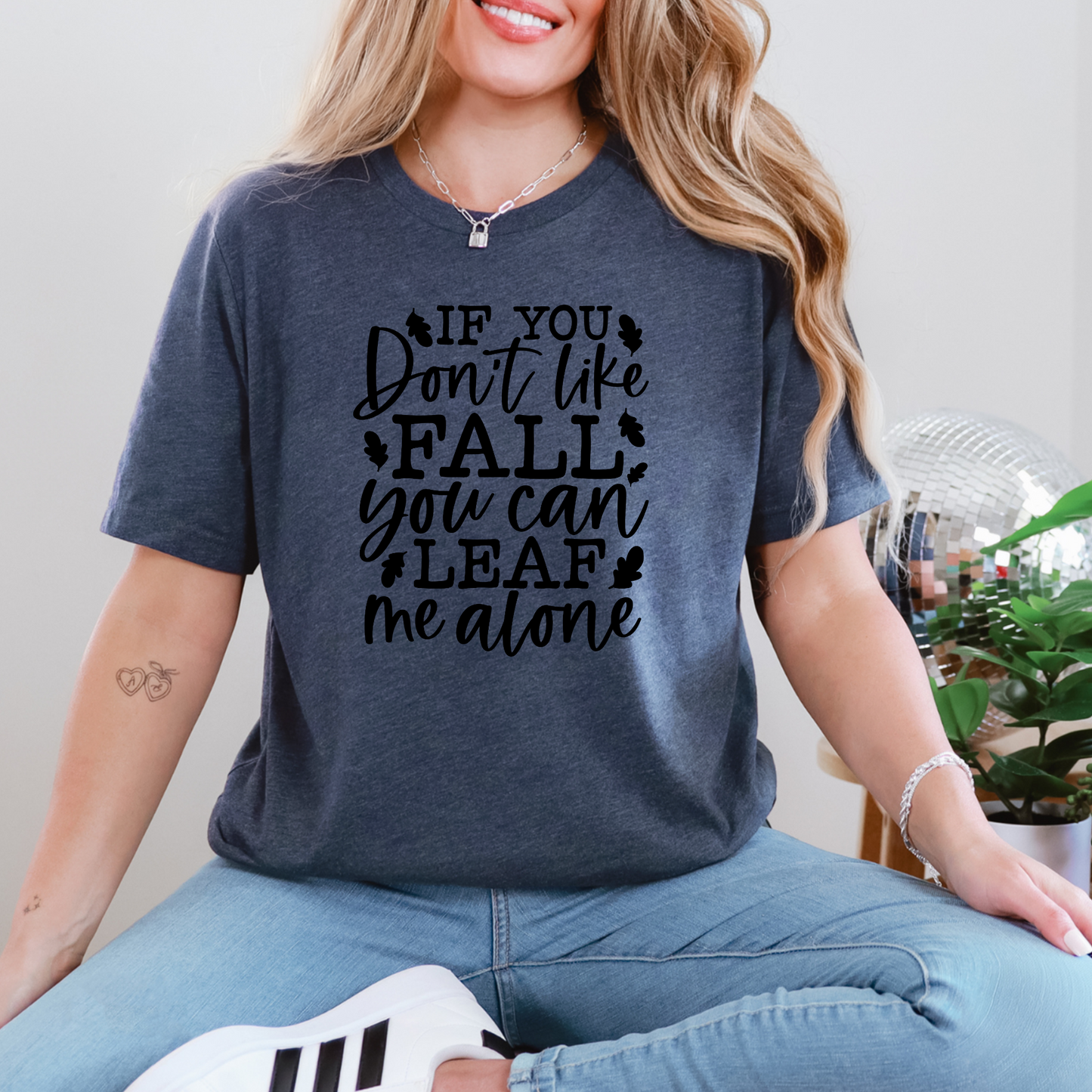 Wholesale Don't Like Fall Graphic Tee - Heather Navy Tee