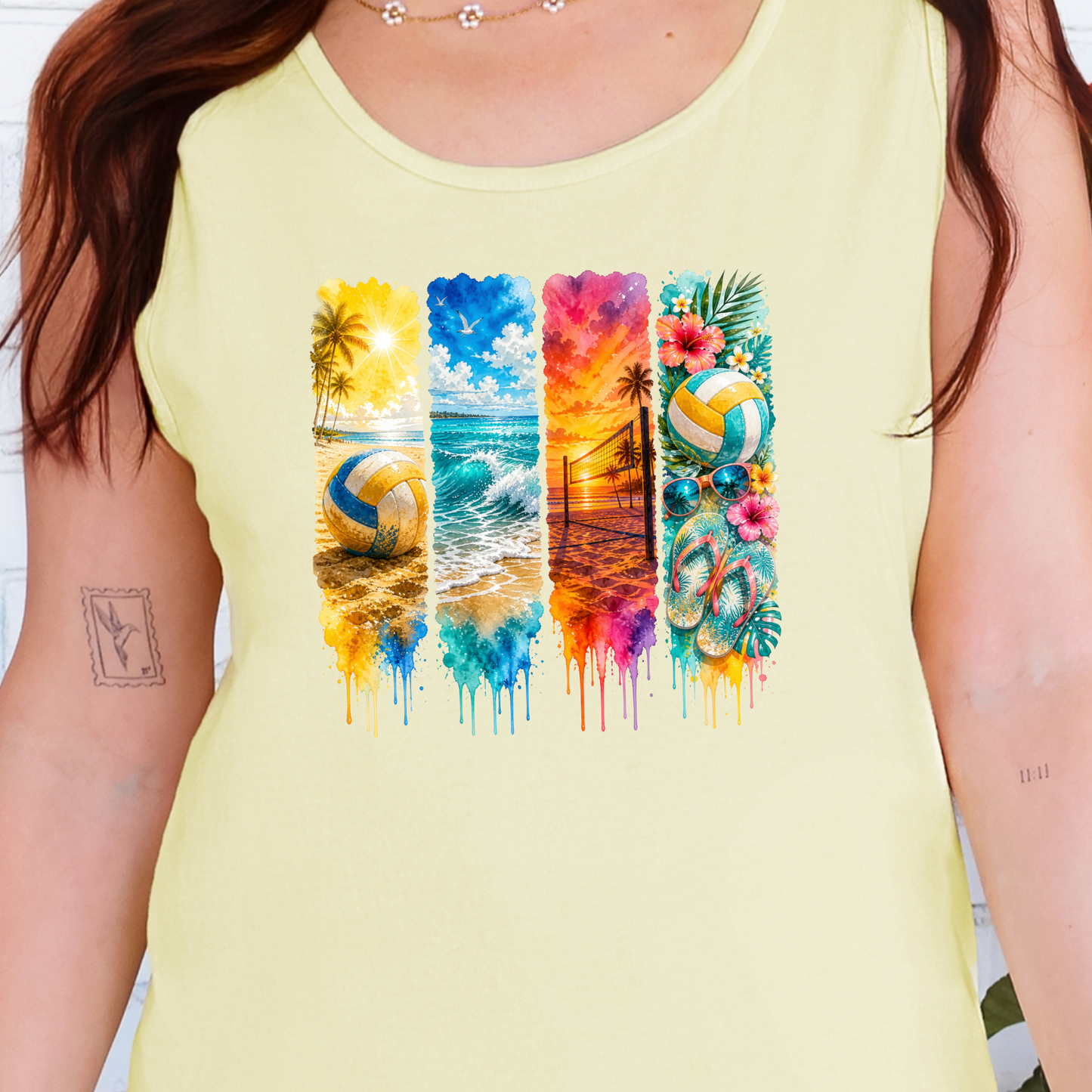 Wholesale Watercolor Summer Beach Graphic Tank Top - CC Butter