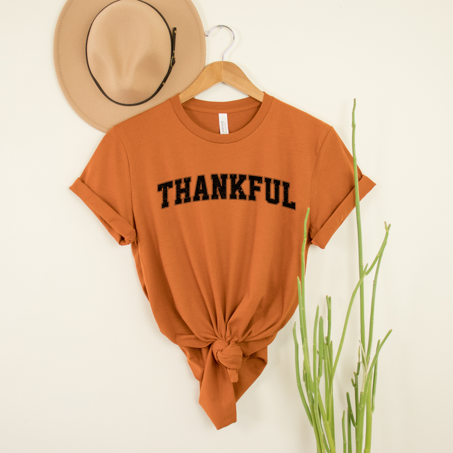 Wholesale Varsity Thankful Graphic Tee - Long Sleeve Grey