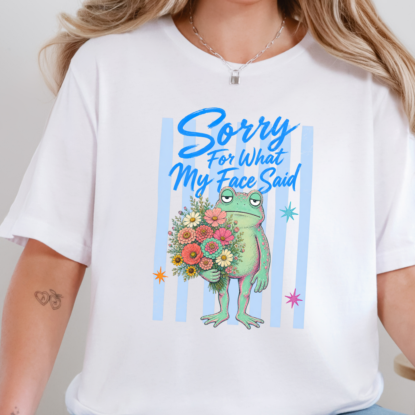 Wholesale Frog Sorry for What My Face Said Graphic Tee - White
