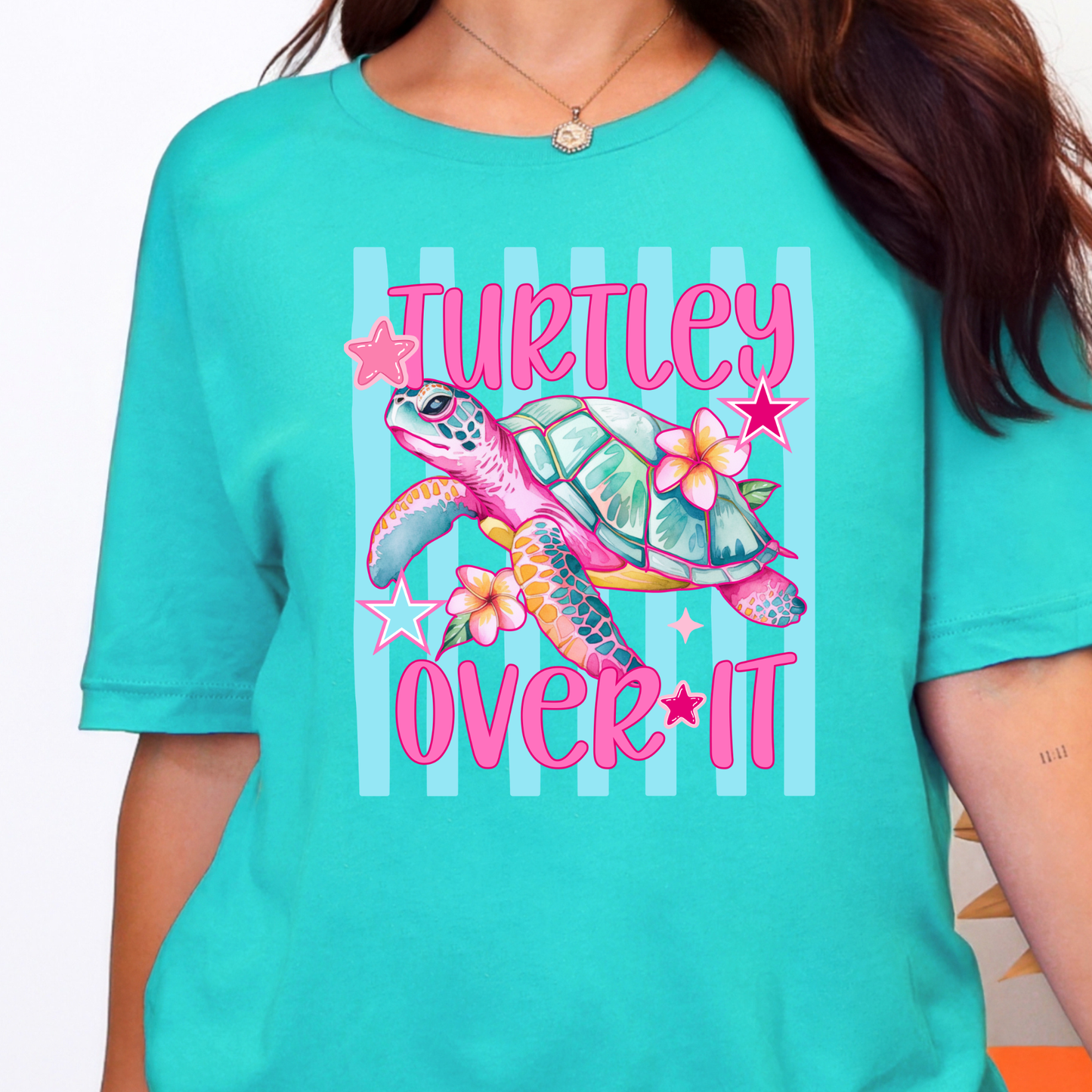 Wholesale Turtley Over It Graphic Tee - Heather Sea Green