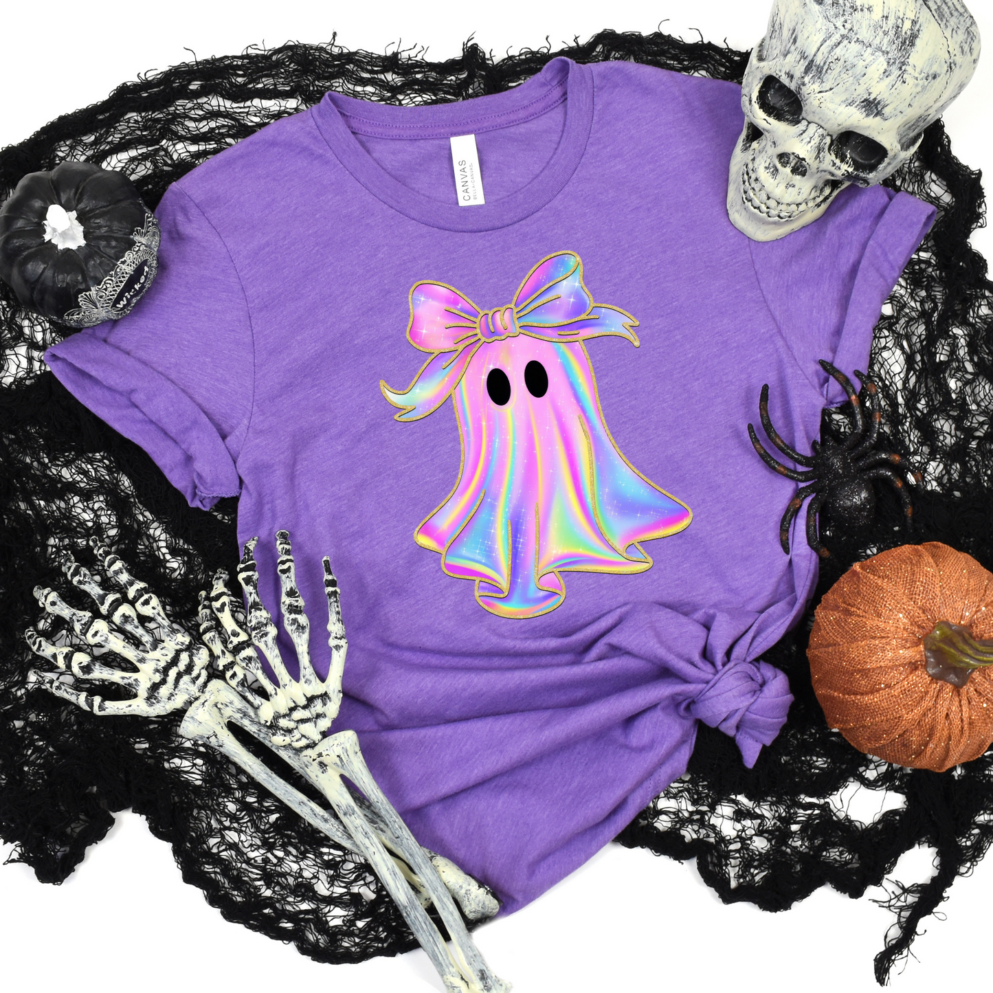 Wholesale Shiny Ghost Graphic Tee - Heather Team Purple Tee