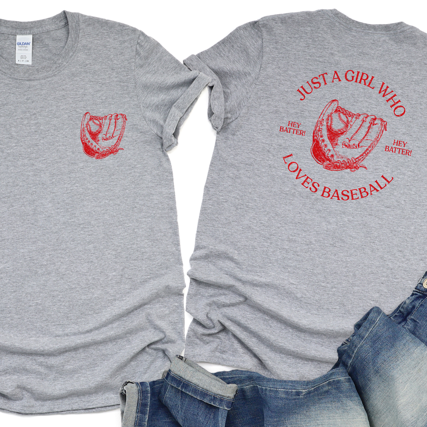 Wholesale Just a Girl Who Loves Baseball Graphic Tee - Grey Tee