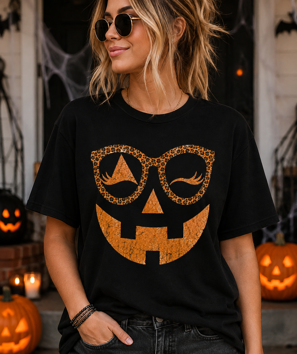 Girly Pumpkin Face -Unisex Graphic Sweatshirt/Tee
