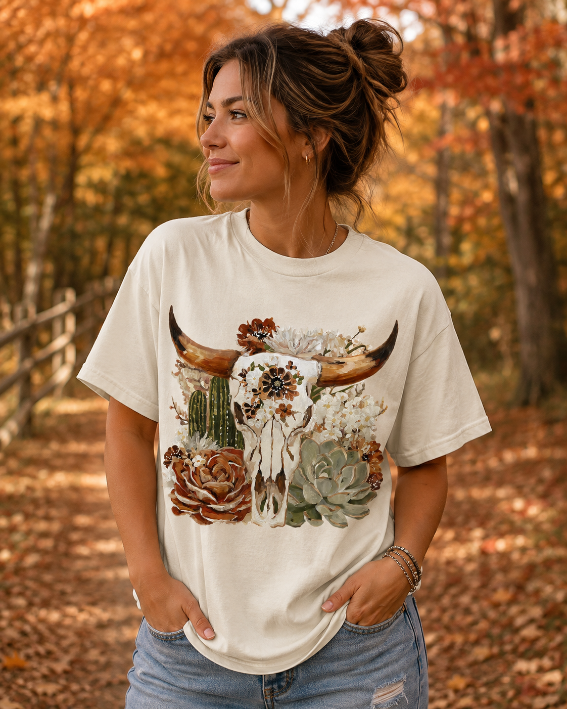 FALL COW SKULL- Unisex Sweatshirt/Tee