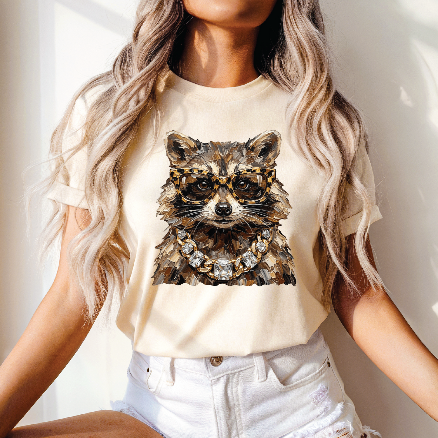 Hand Painted Raccoon- Unisex Tank Top/Tee