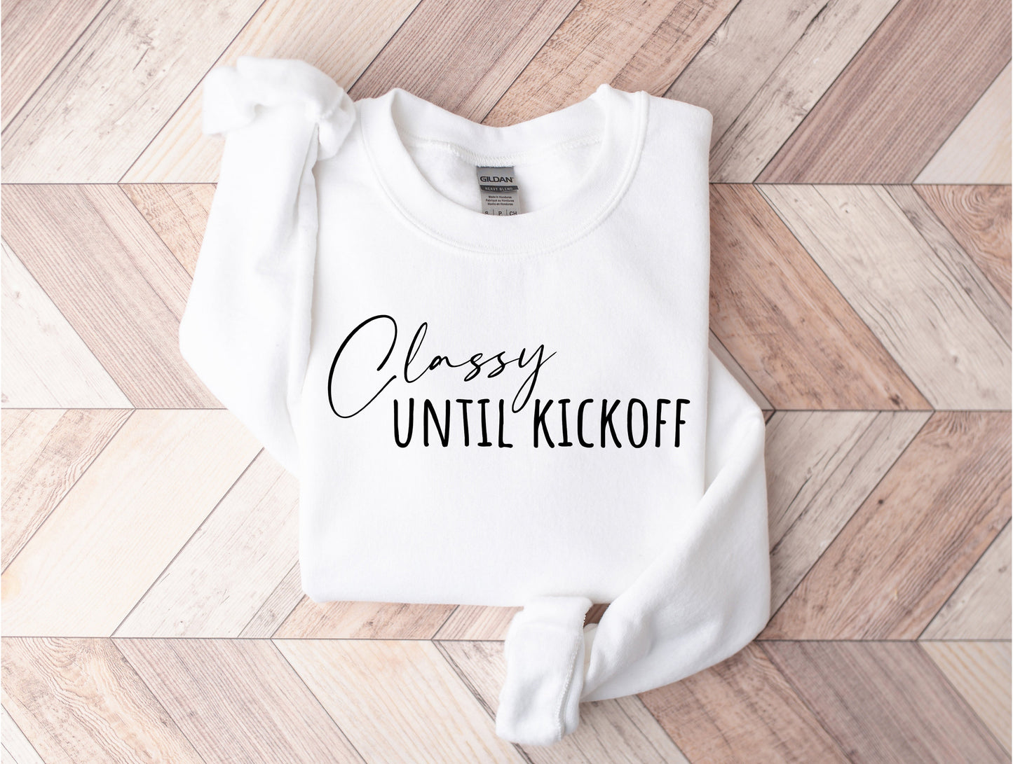 Wholesale Classy Until Kickoff - White Sweatshirt