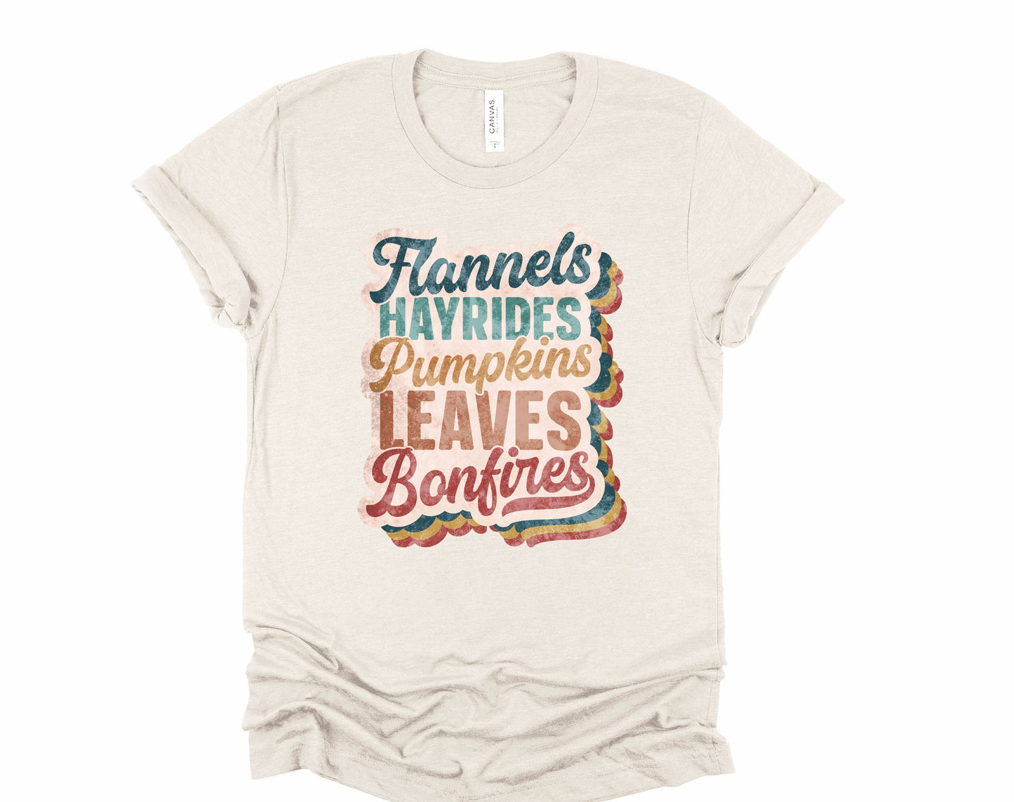 Wholesale Flannels Hayrides and Pumpkins Graphic Tee - Heather Sand