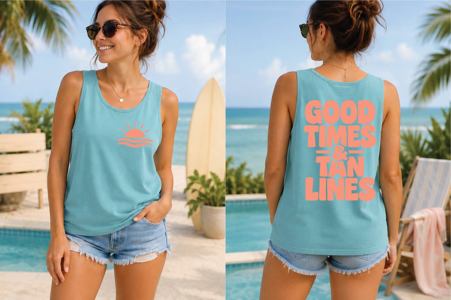 Good Times And Tan Lines- Unisex Graphic Tank/Tee