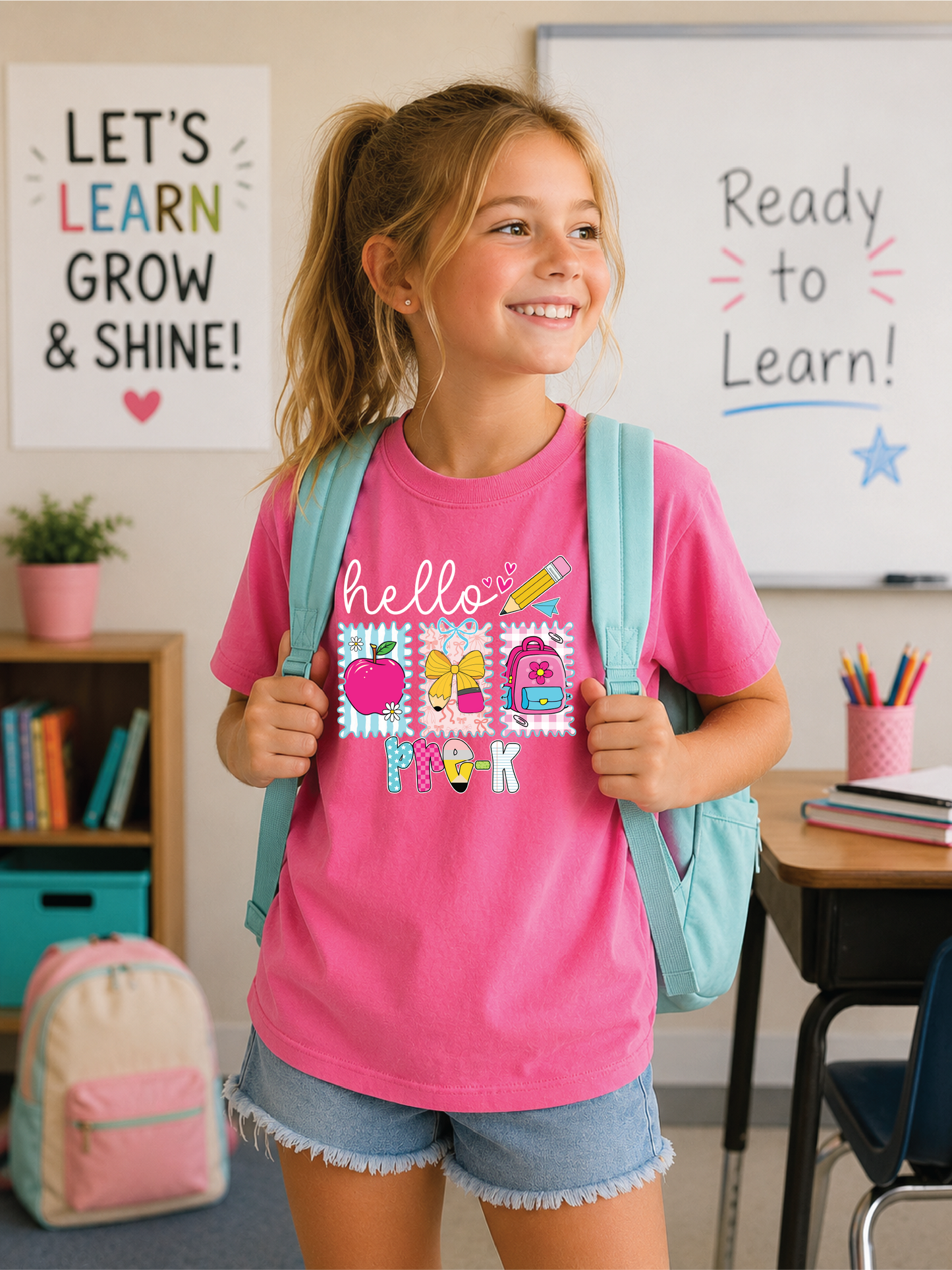 Girls Hello Pre-K Back to School Graphic Tee