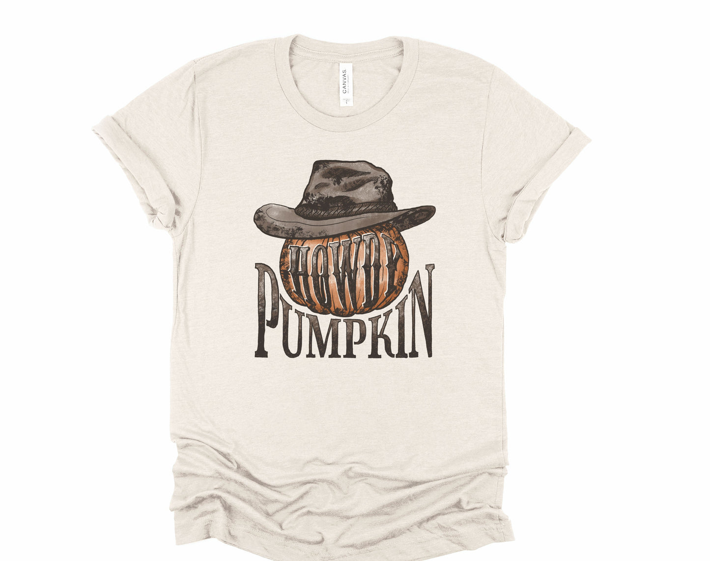 Wholesale Howdy Pumpkin Graphic Tee - Heather Sand