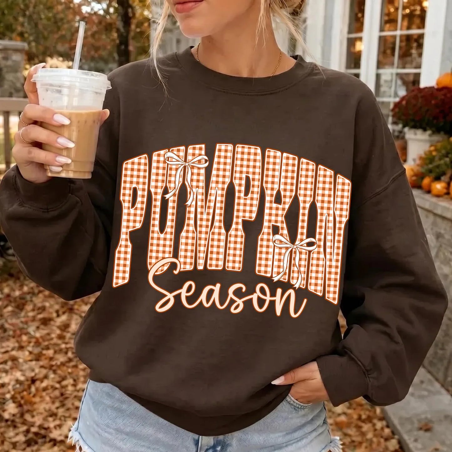 Pumpkin Patch Gingham- Unisex Graphic Sweatshirt