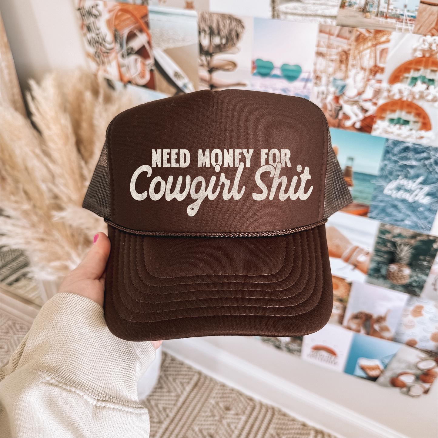 Need Money For Cowgirl Sh*t - DTF Printed - UNISEX Brown Trucker Hat