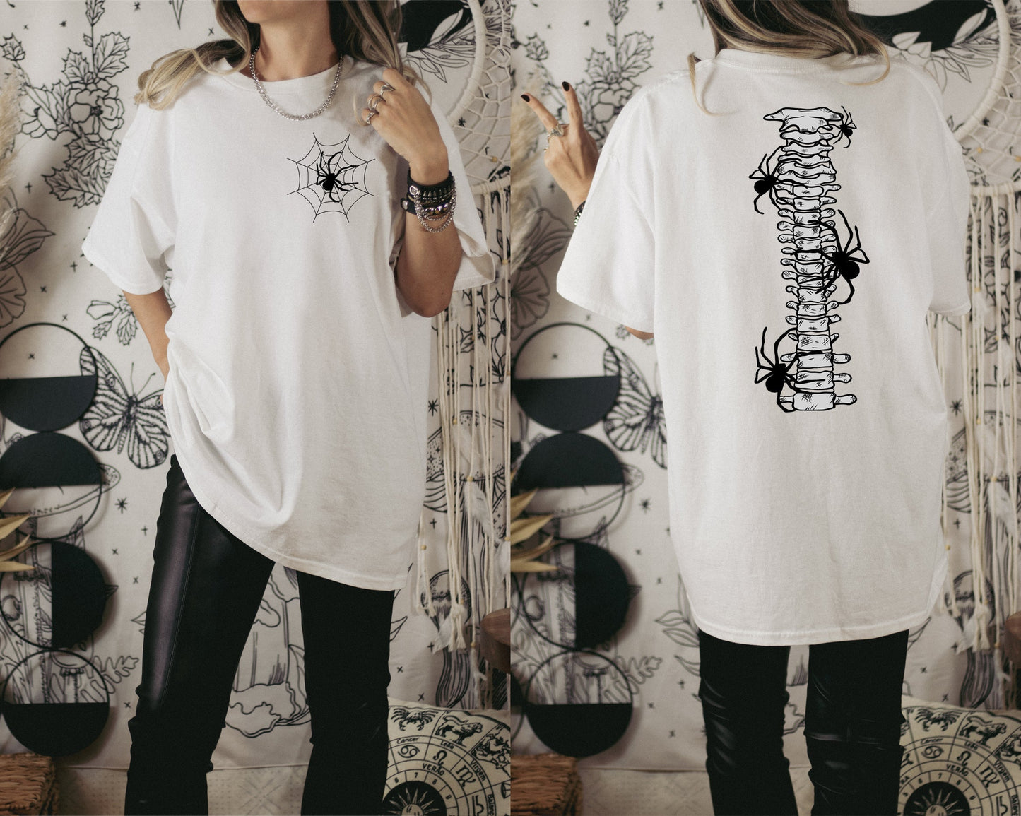 Wholesale Spider Spine Graphic Tee - White