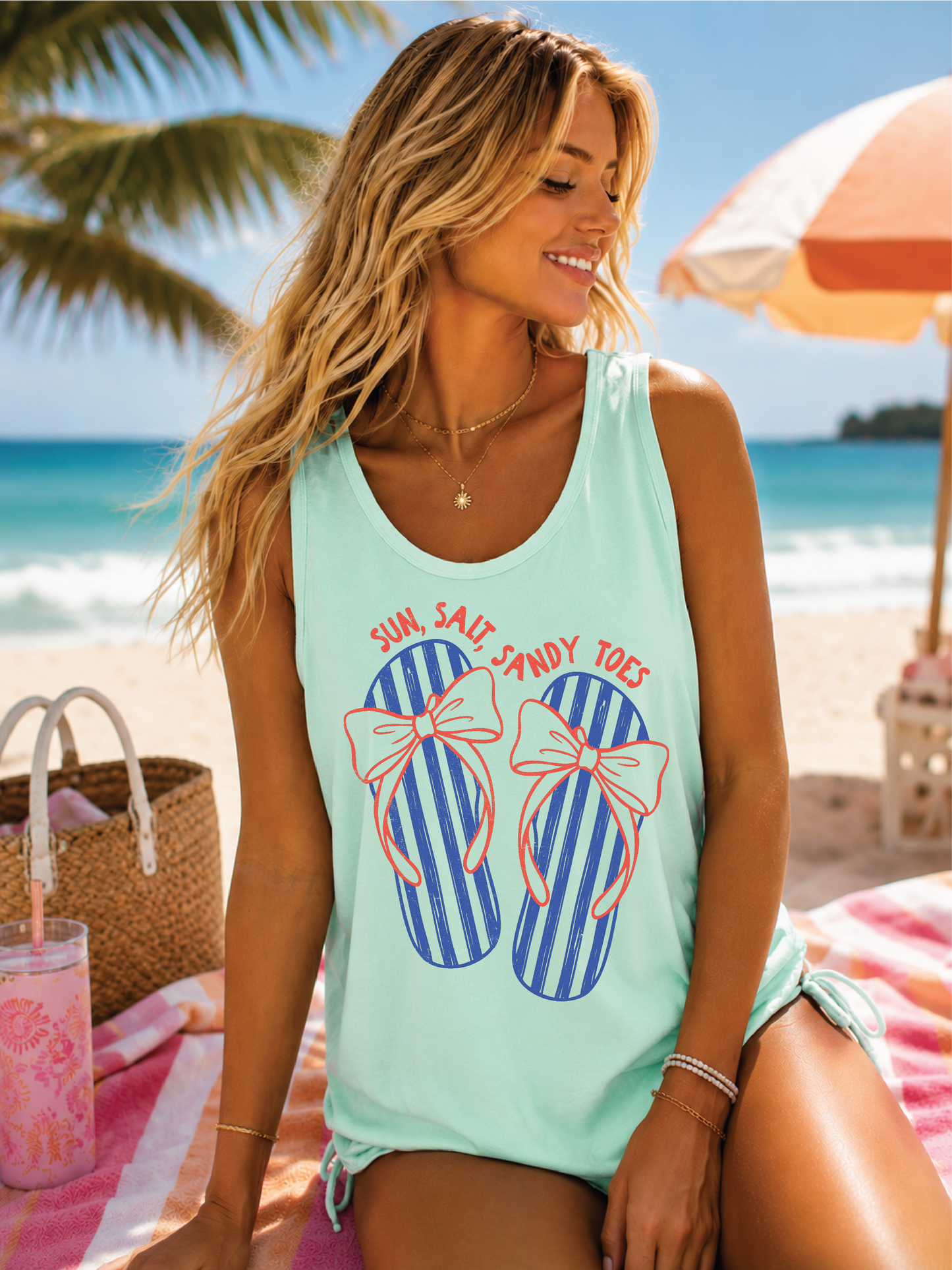 Sun, Salt and Sandy Toes- Unisex Graphic Tank Top/Tee
