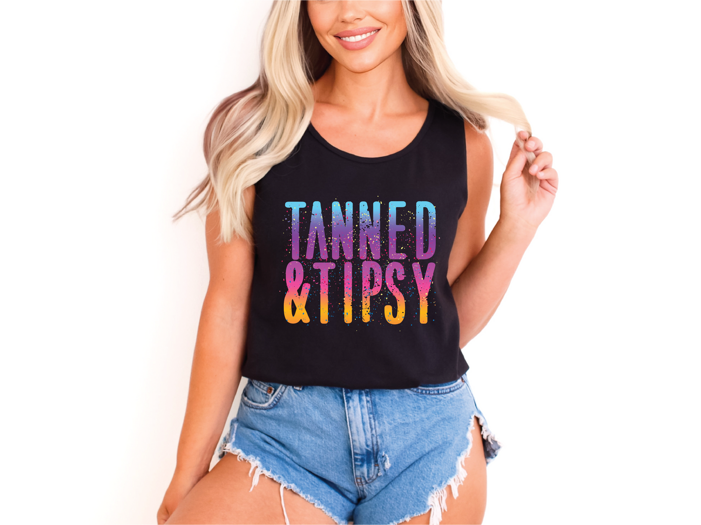 Tanned and Tipsy Neon Ombre- Unisex Tank Top