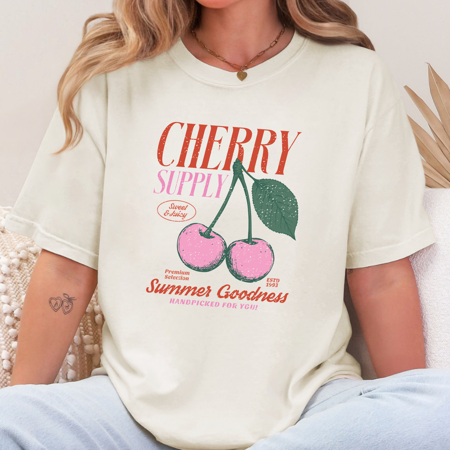 Wholesale Retro Summer Fruits Graphic Tee - CC Ivory Tee - Cherry Supply