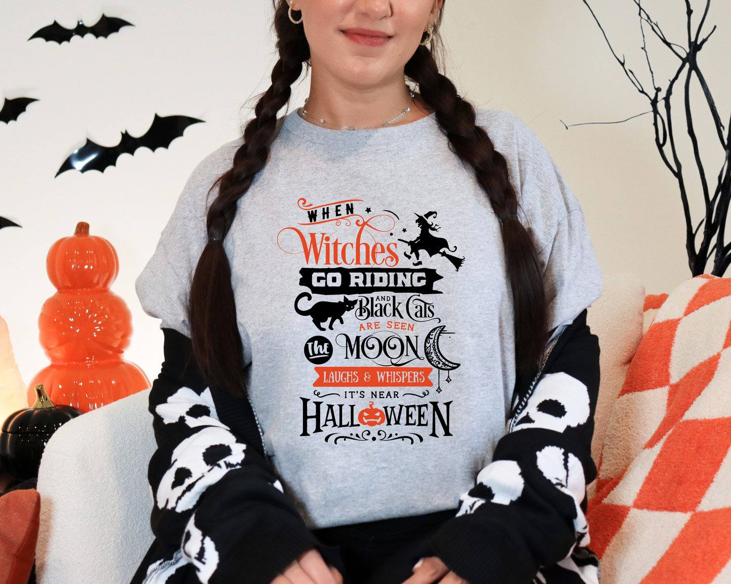 Wholesale It's Near Halloween Graphic Tee - Grey Tee