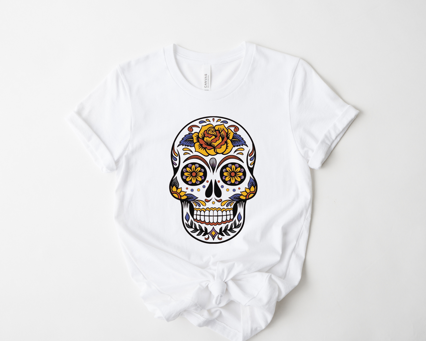 Wholesale Sugar Skull Graphic Tee - White