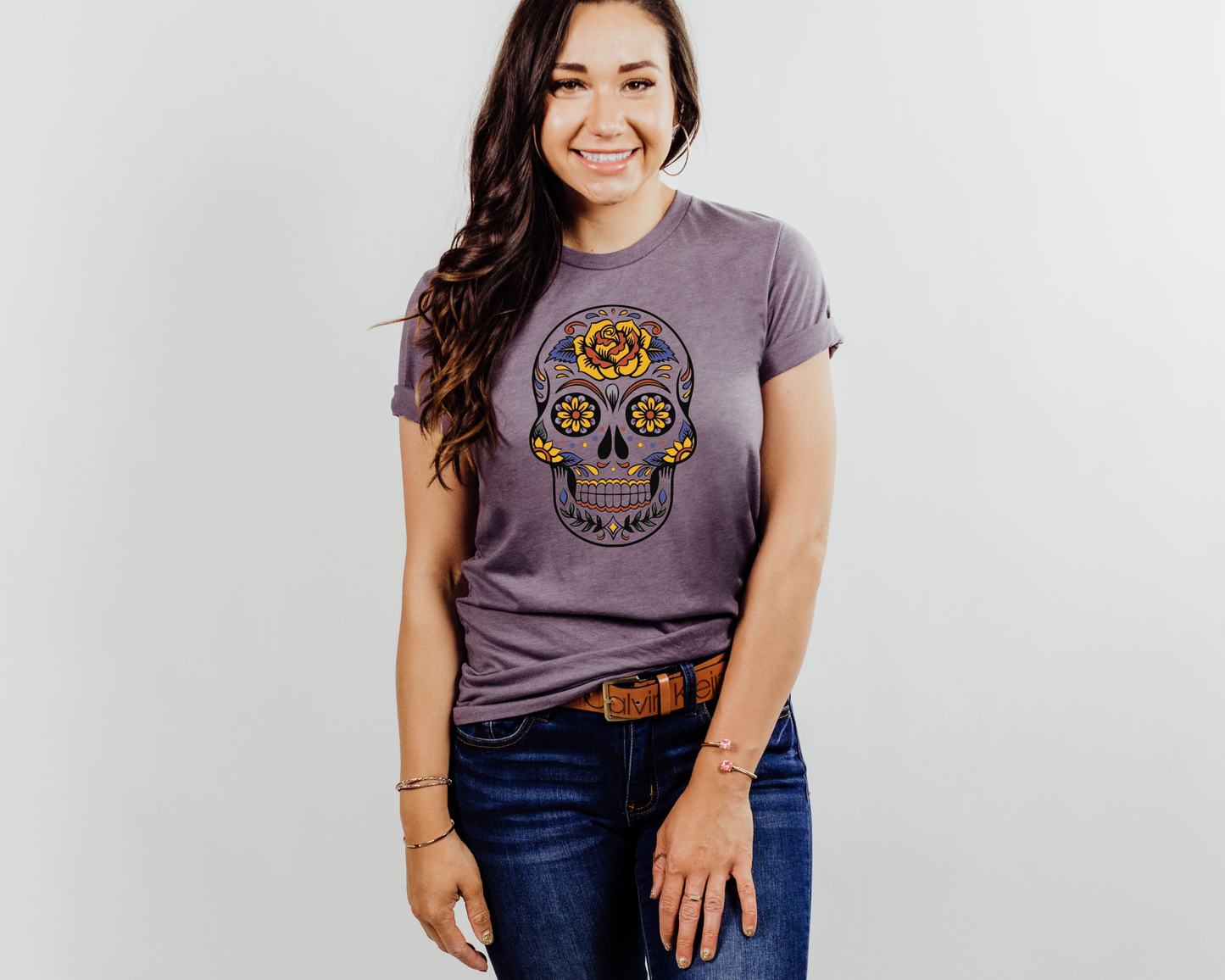 Wholesale Sugar Skull Graphic Tee - French Vanilla