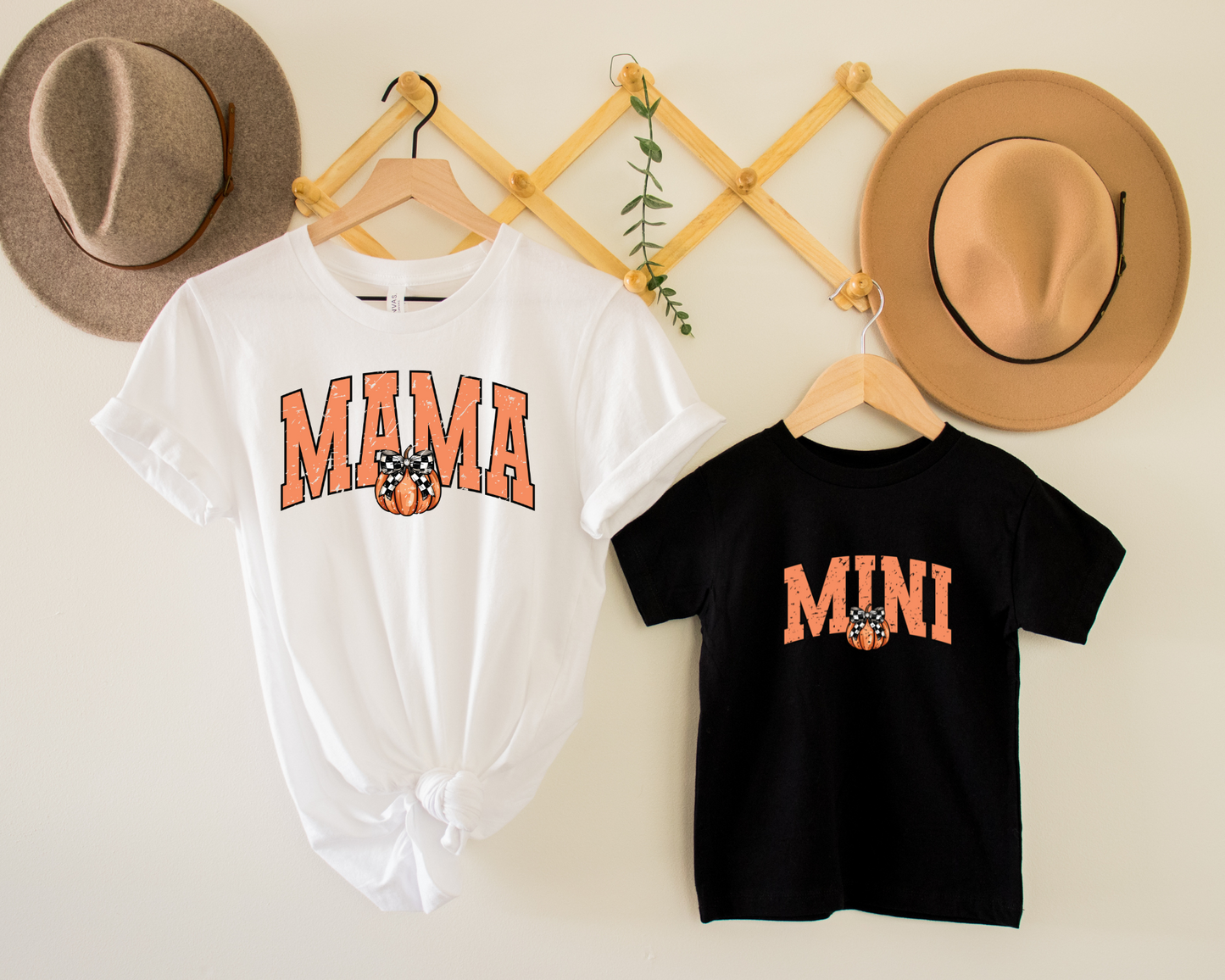 Wholesale Pumpkin Mama & Mini Graphic Tee - Black Tee