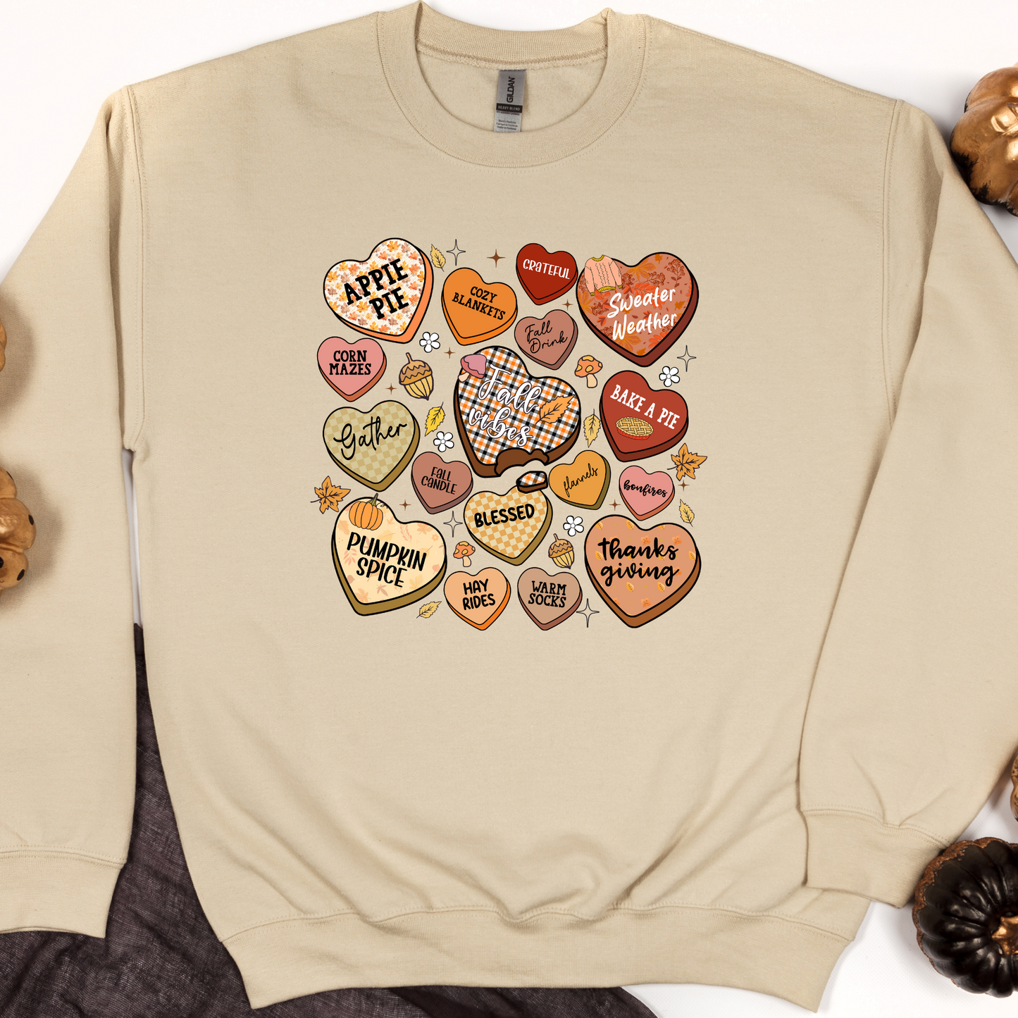 Wholesale Fall Candy Hearts - Sand Sweatshirt