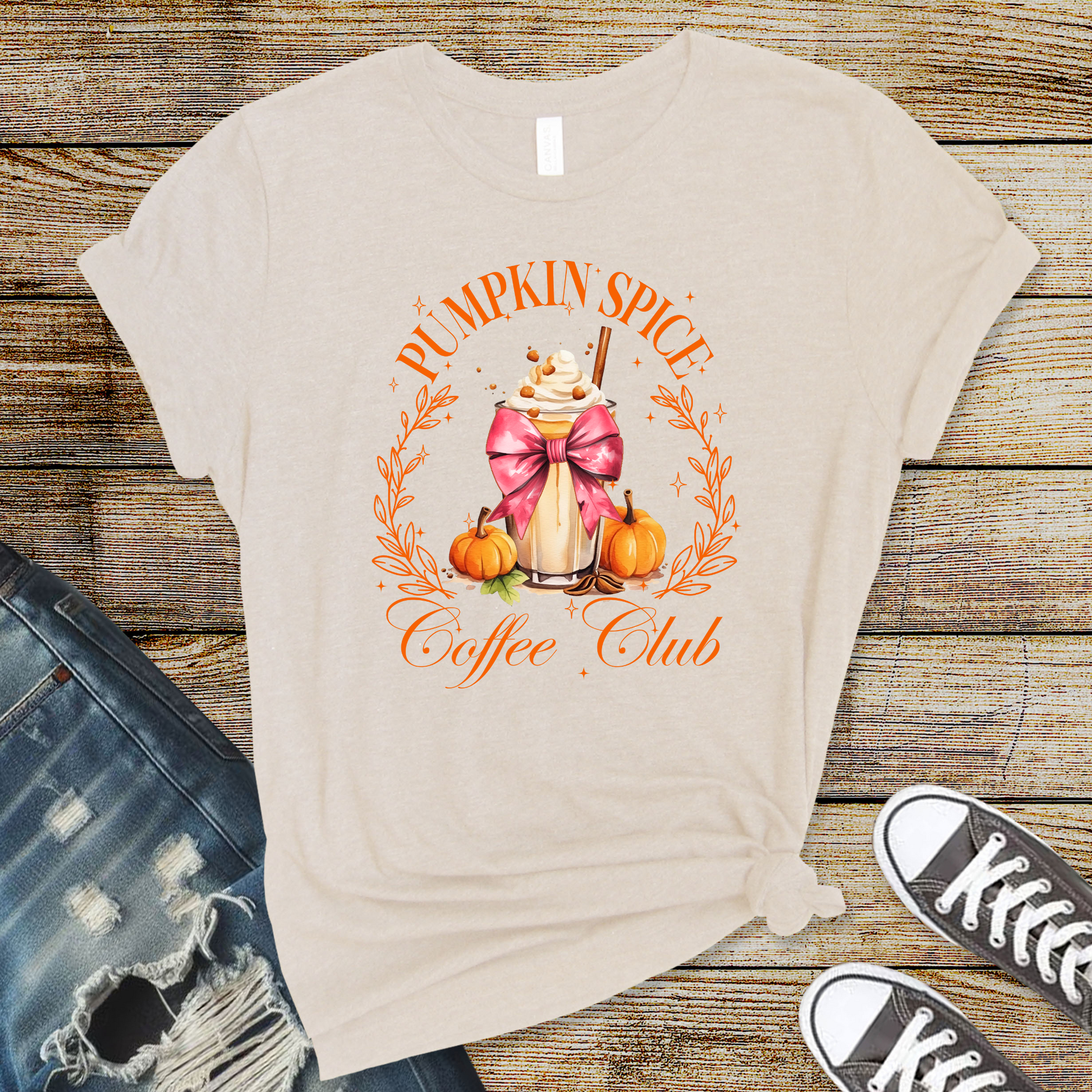 Wholesale Pumpkin spice coffee club Graphic Tee - Heather Dust Tee