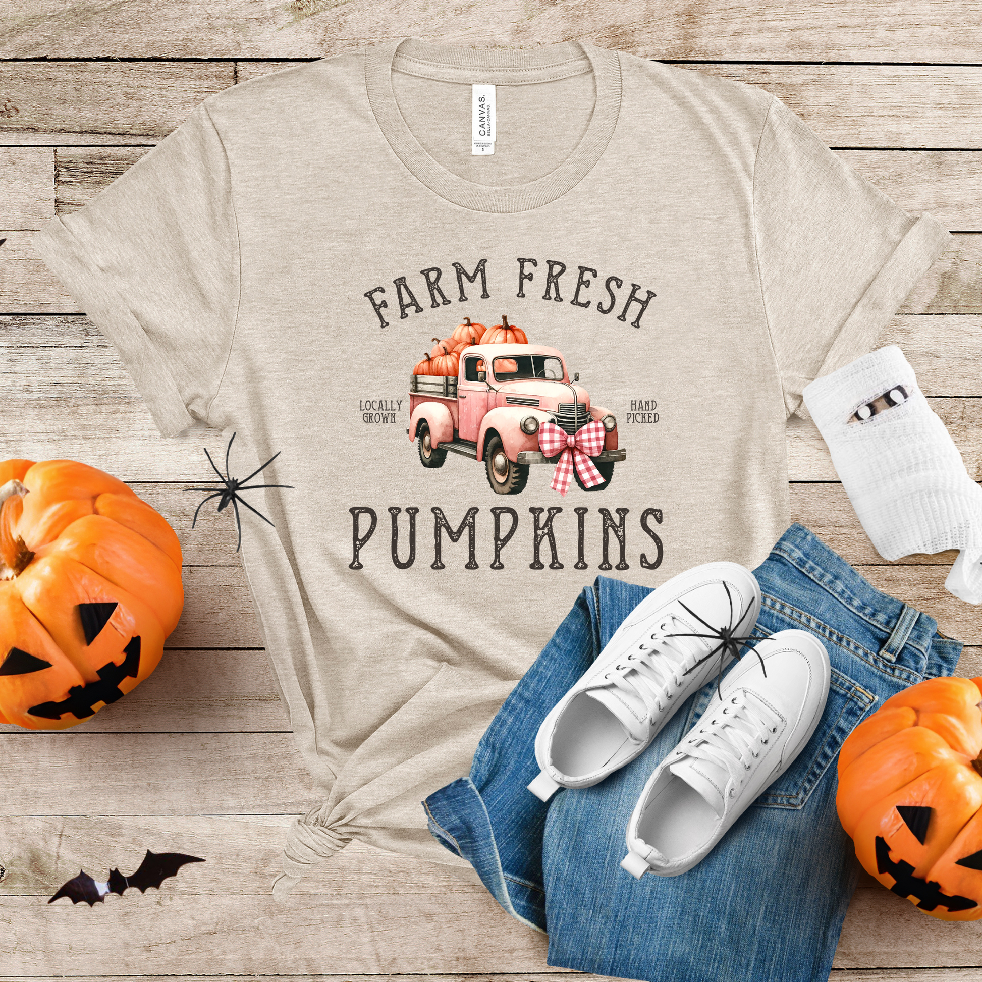 Wholesale Girly Farm Fresh Pumpkins Graphic Tee - White Tee