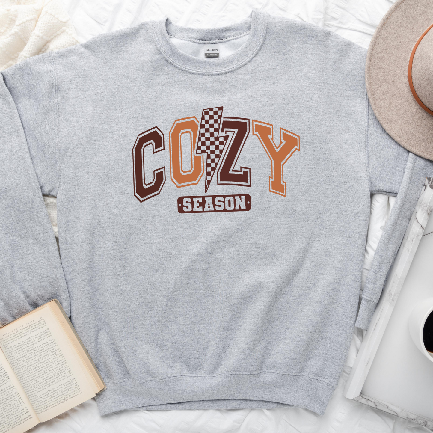 Wholesale Varsity Cozy Season - Sand Sweatshirt