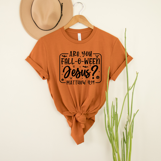 Wholesale Fall-o-ween Jesus Graphic Tee - Heather Dust Tee
