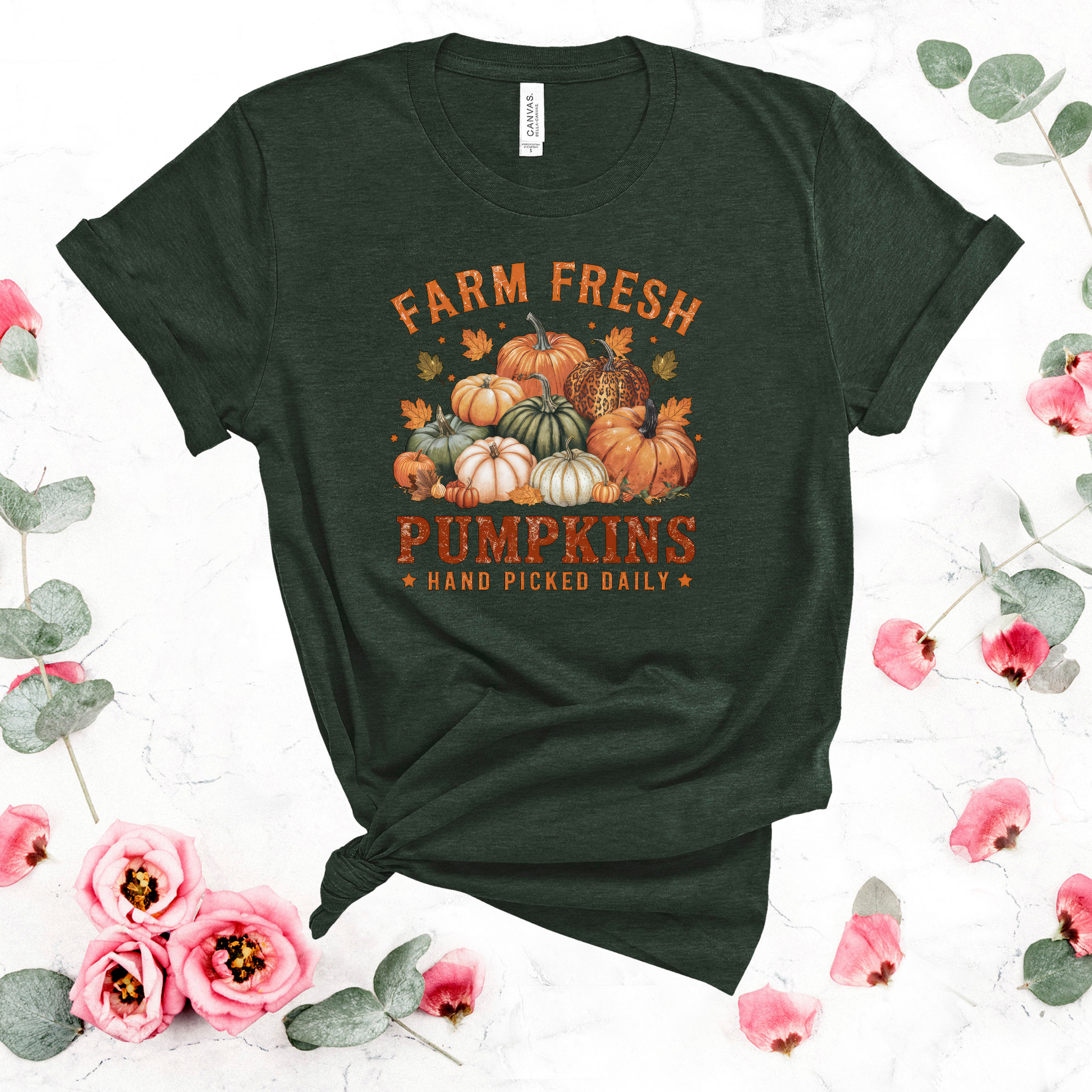 Wholesale Fall Farm Pumpkins Graphic Tee - Heather Dust Tee