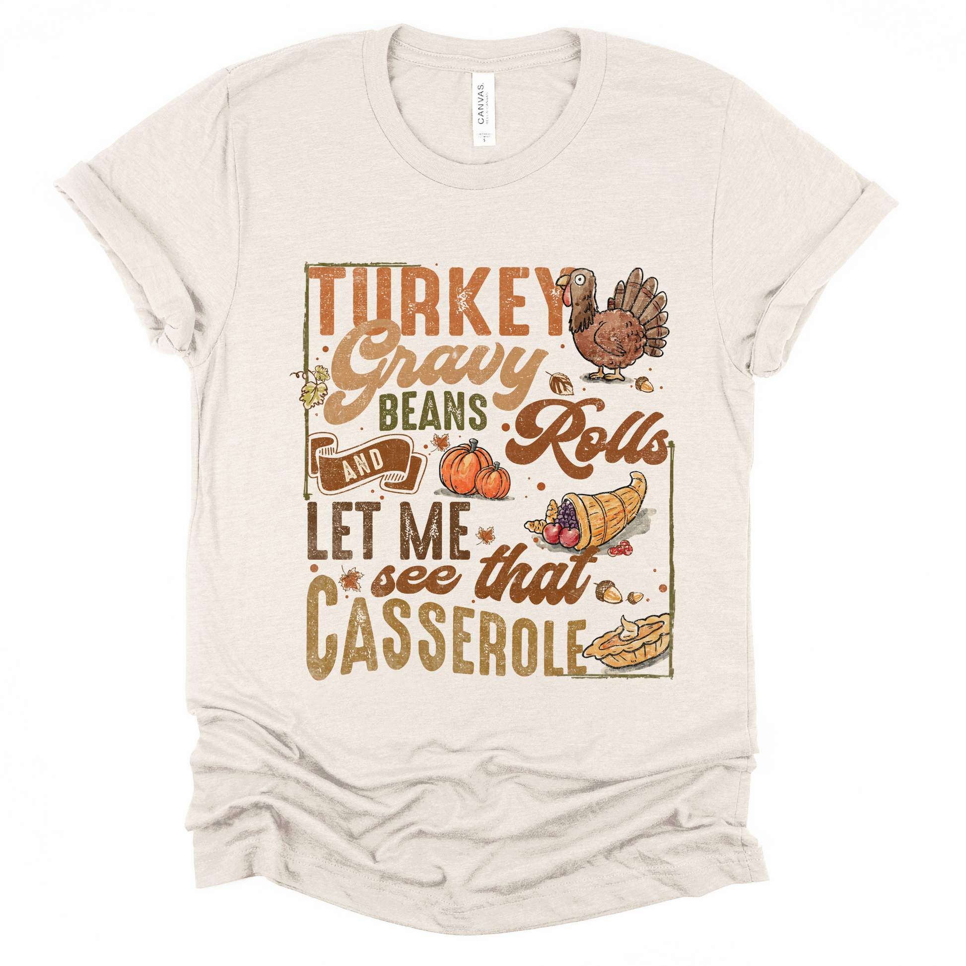 Wholesale Turkey Gravy Beans Rolls Graphic Tee - Sand