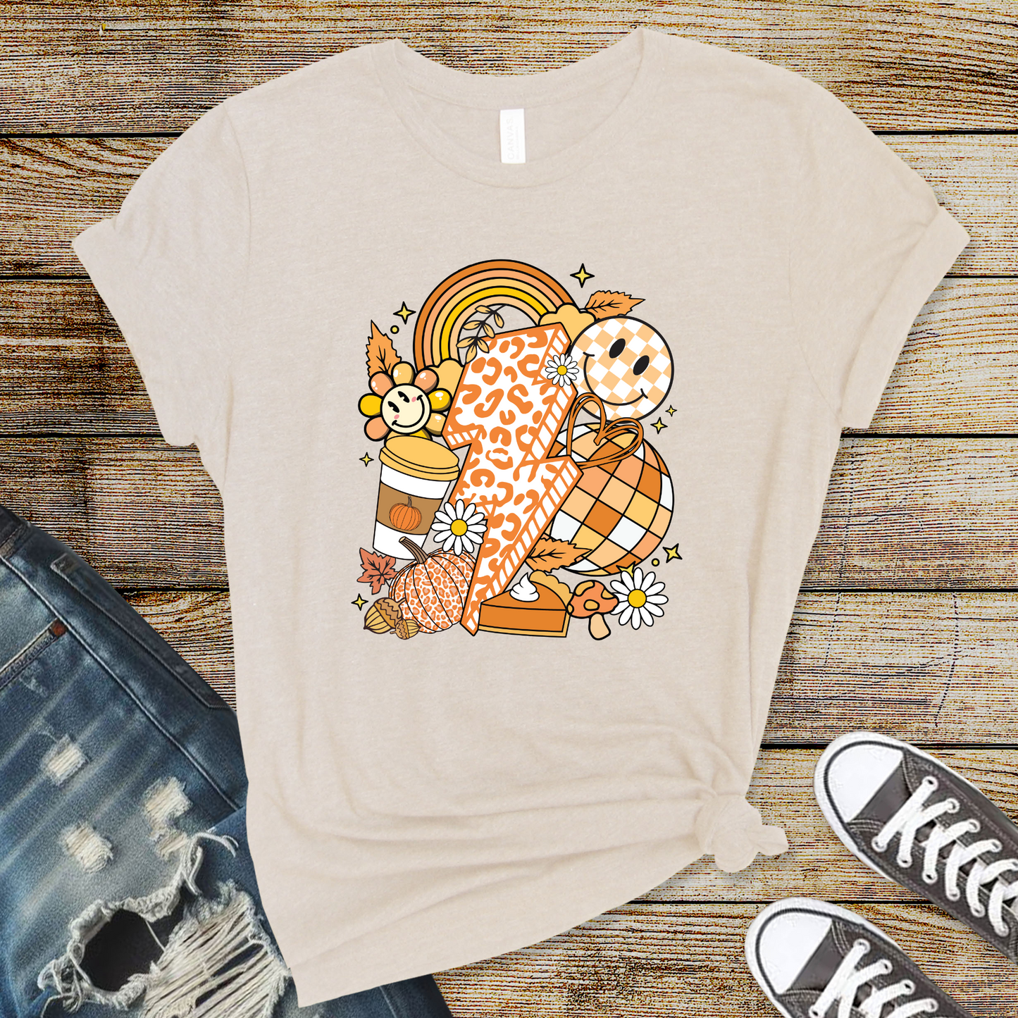 Wholesale Retro Fall Thanksgiving - Heather Dust Tee