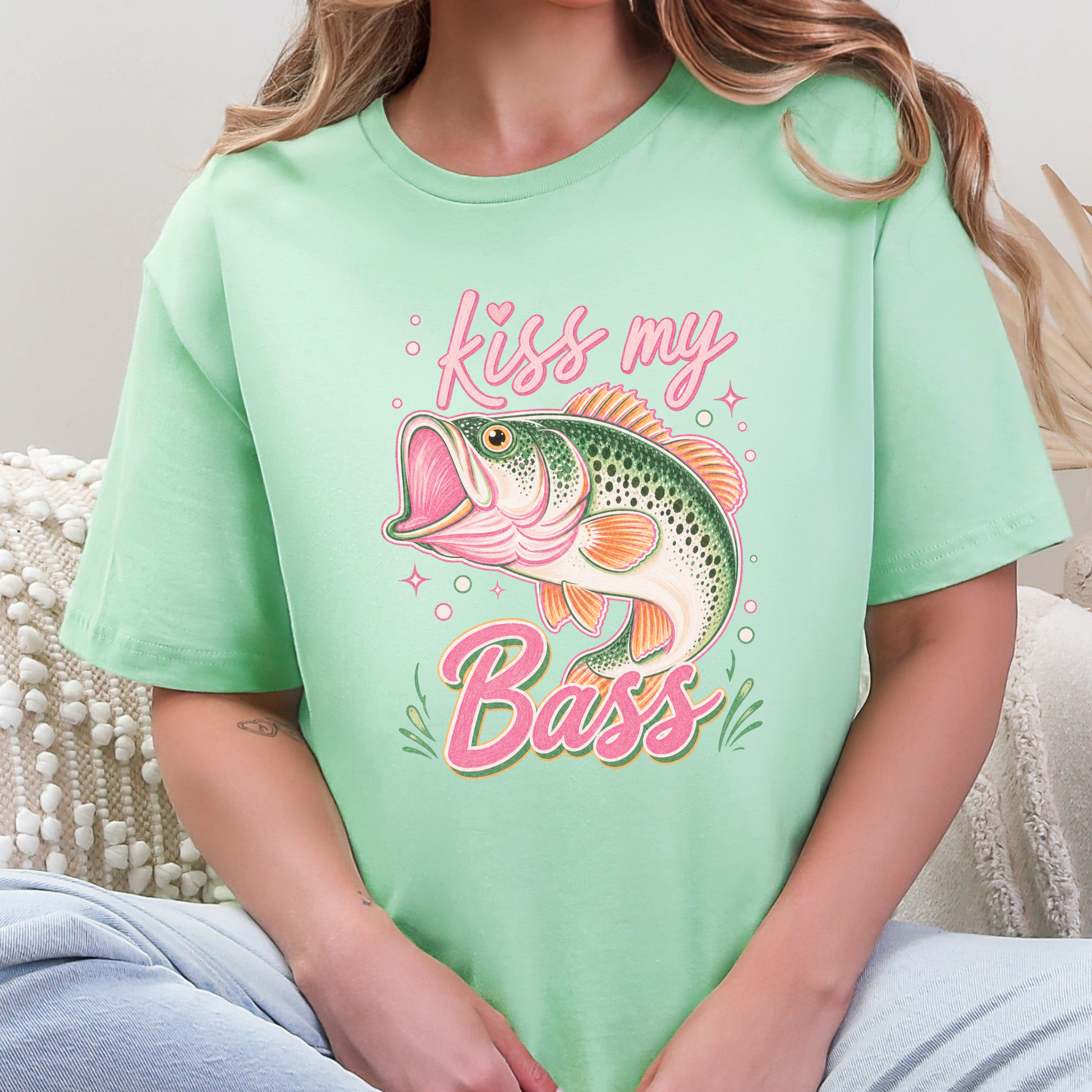 Wholesale Kiss My Bass Graphic Tee - Mint