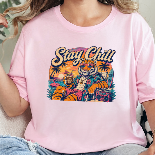 Wholesale Stay Chill Graphic Tee - Soft Pink Tee