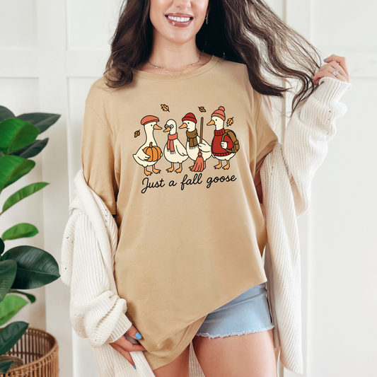 Wholesale Just a Fall Goose Graphic Tee - Sand Dune Tee