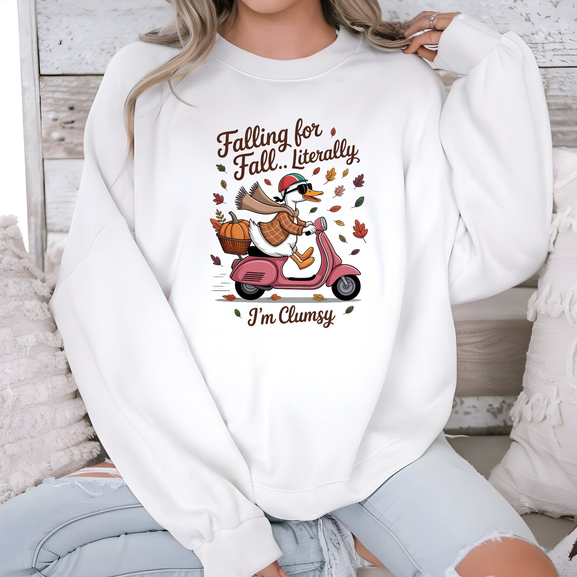 Wholesale Falling for Fall Literally Sweatshirt - White Sweatshirt