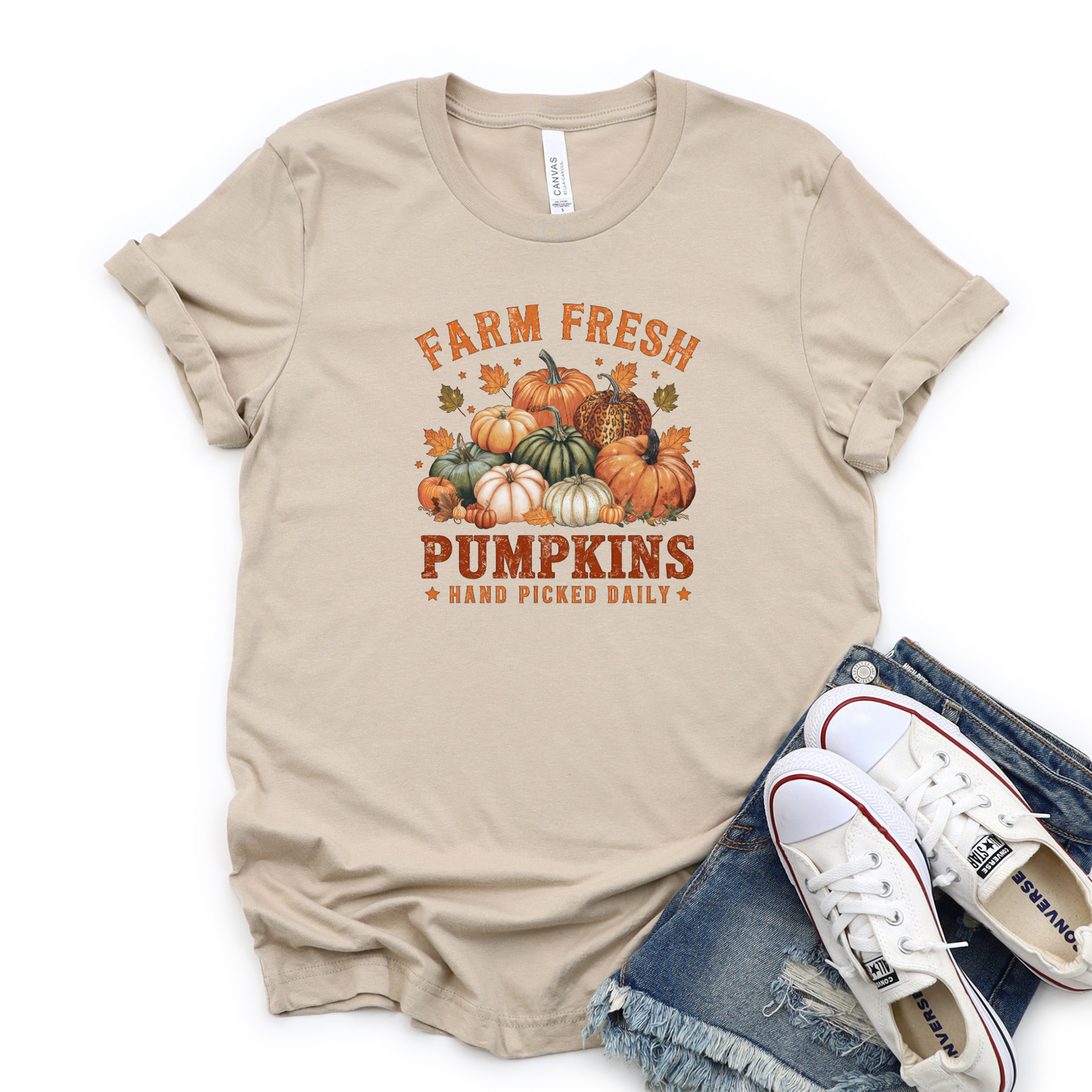 Wholesale Fall Farm Pumpkins Graphic Tee - Heather Forest Tee