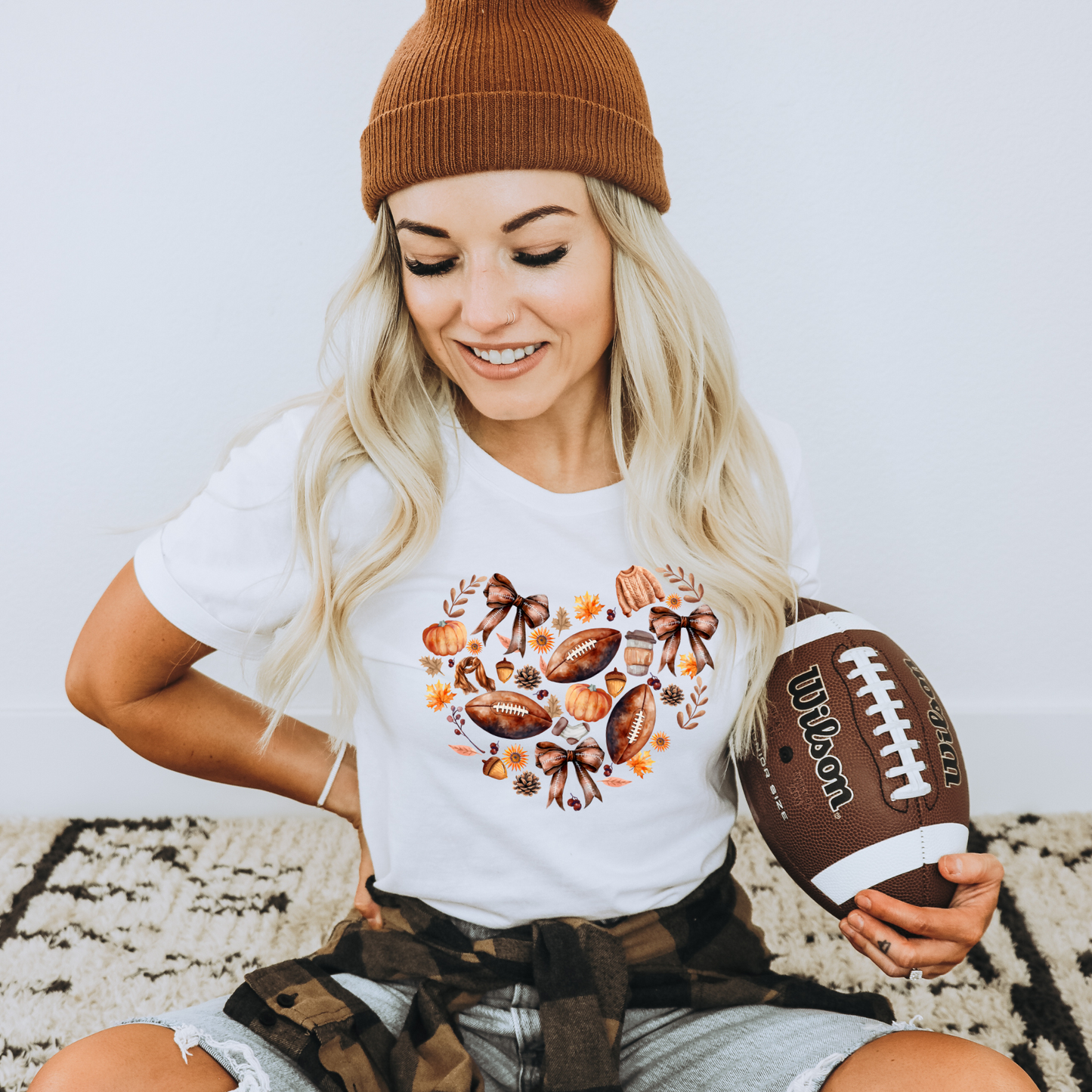 Wholesale Fall Heart Graphic Tee - White Tee
