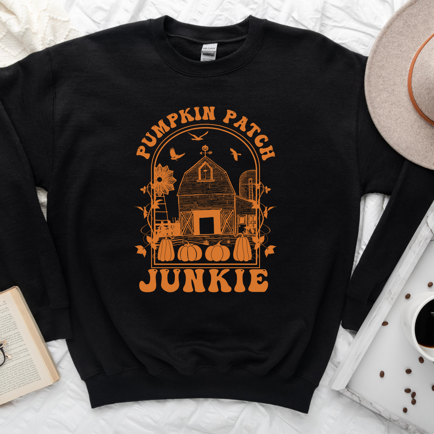 Wholesale Pumpkin Patch Junkie Graphic Tee - Black Tee
