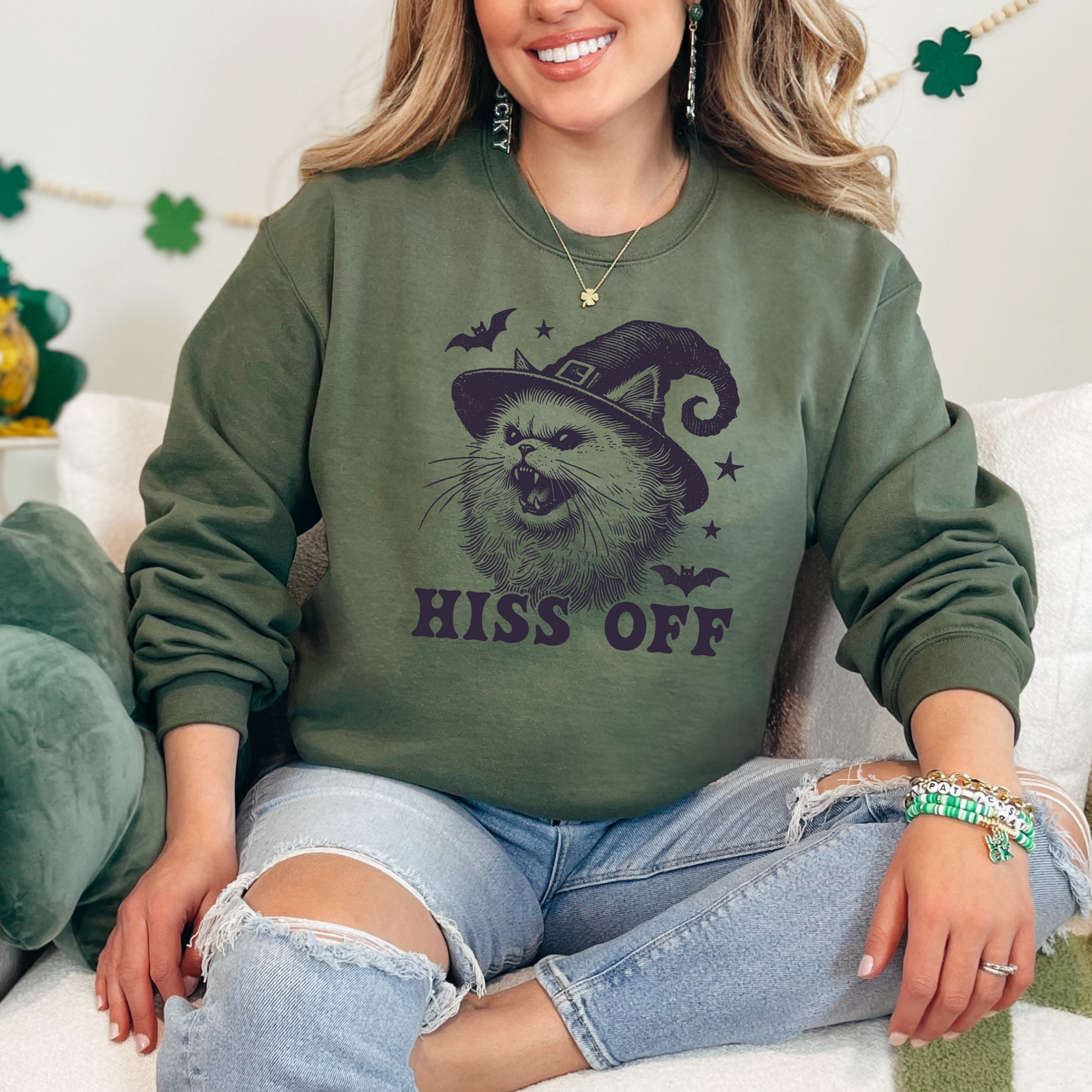 Wholesale Hiss Off Sweatshirt - Military Green Sweatshirt