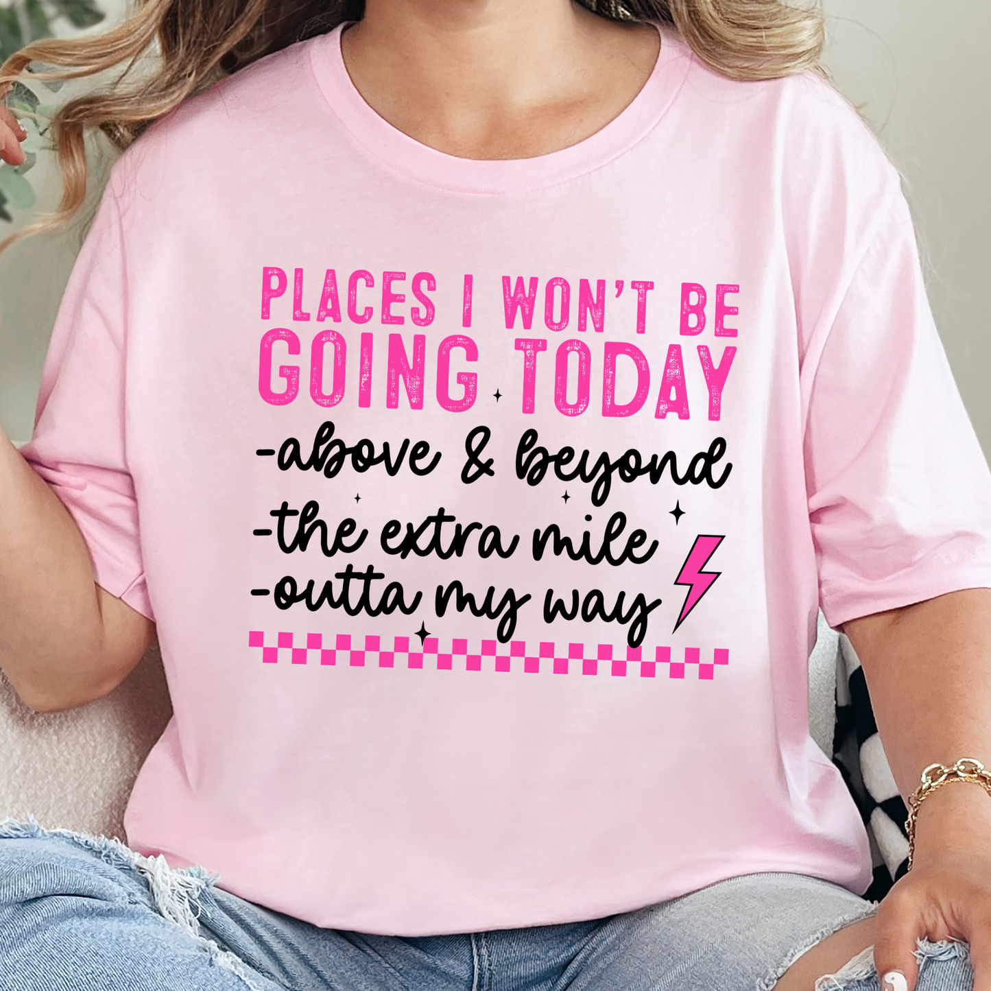 Wholesale Places I Won't Be Going Graphic Tee - Soft Pink Tee