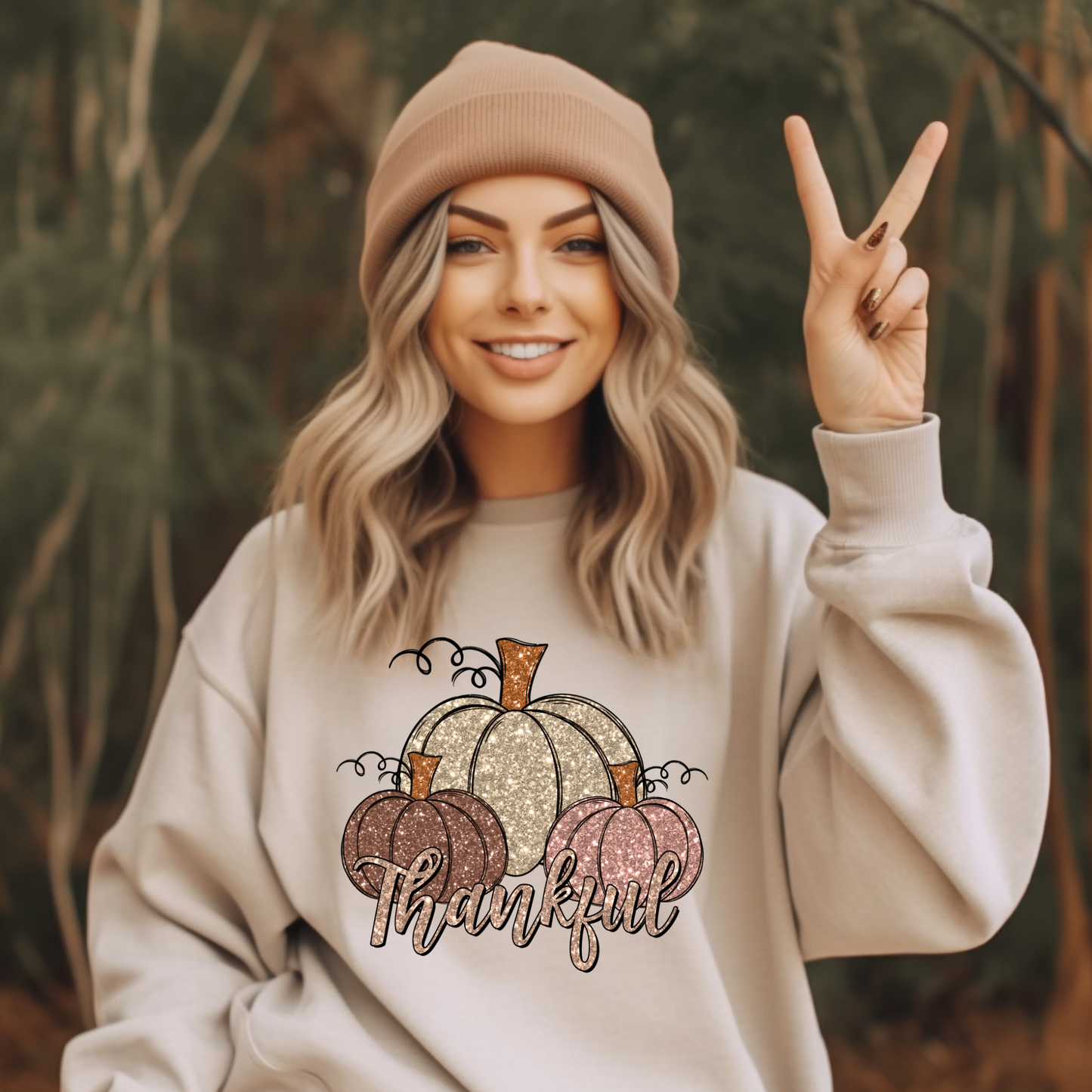Wholesale Thankful Bling Graphic Tee - Sport Grey Tee