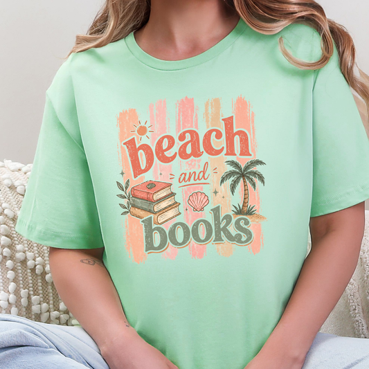 Wholesale Beach and Books Graphic Tee - Mint